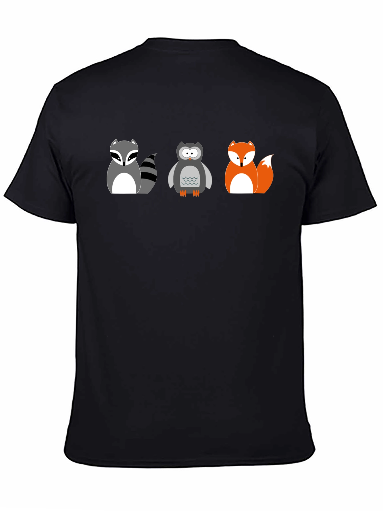 Cartoon Animal T-Shirt: Raccoon Owl Fox