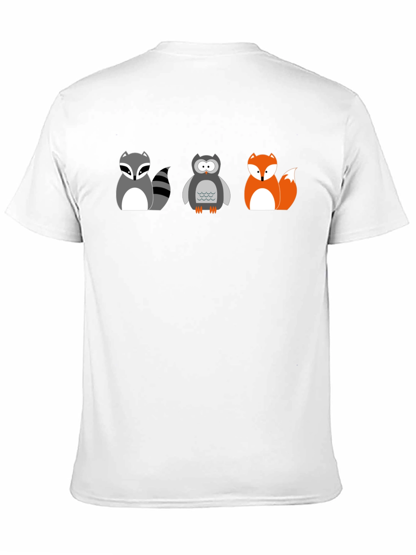 Cartoon Animal T-Shirt: Raccoon Owl Fox