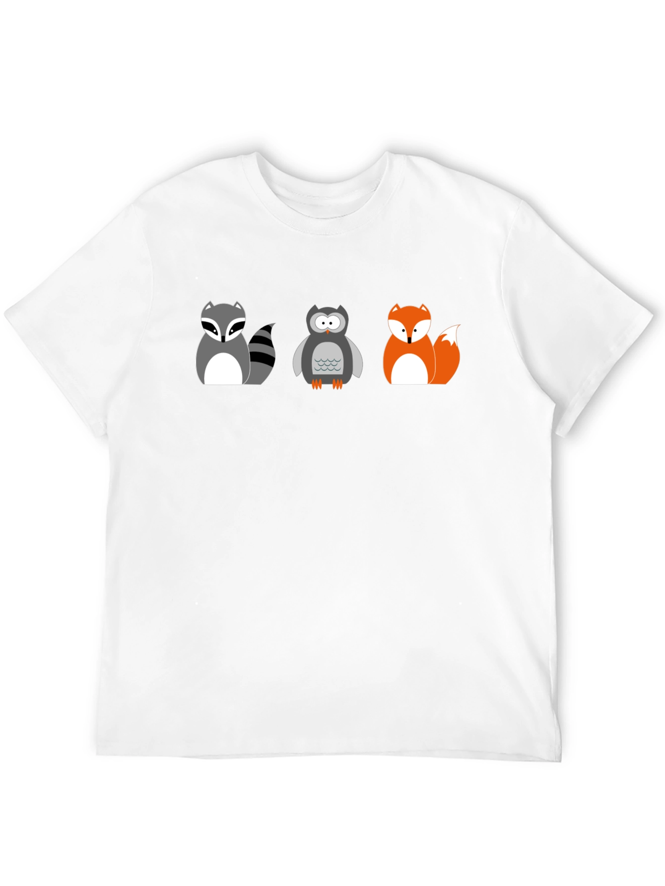 Cartoon Animal T-Shirt: Raccoon Owl Fox
