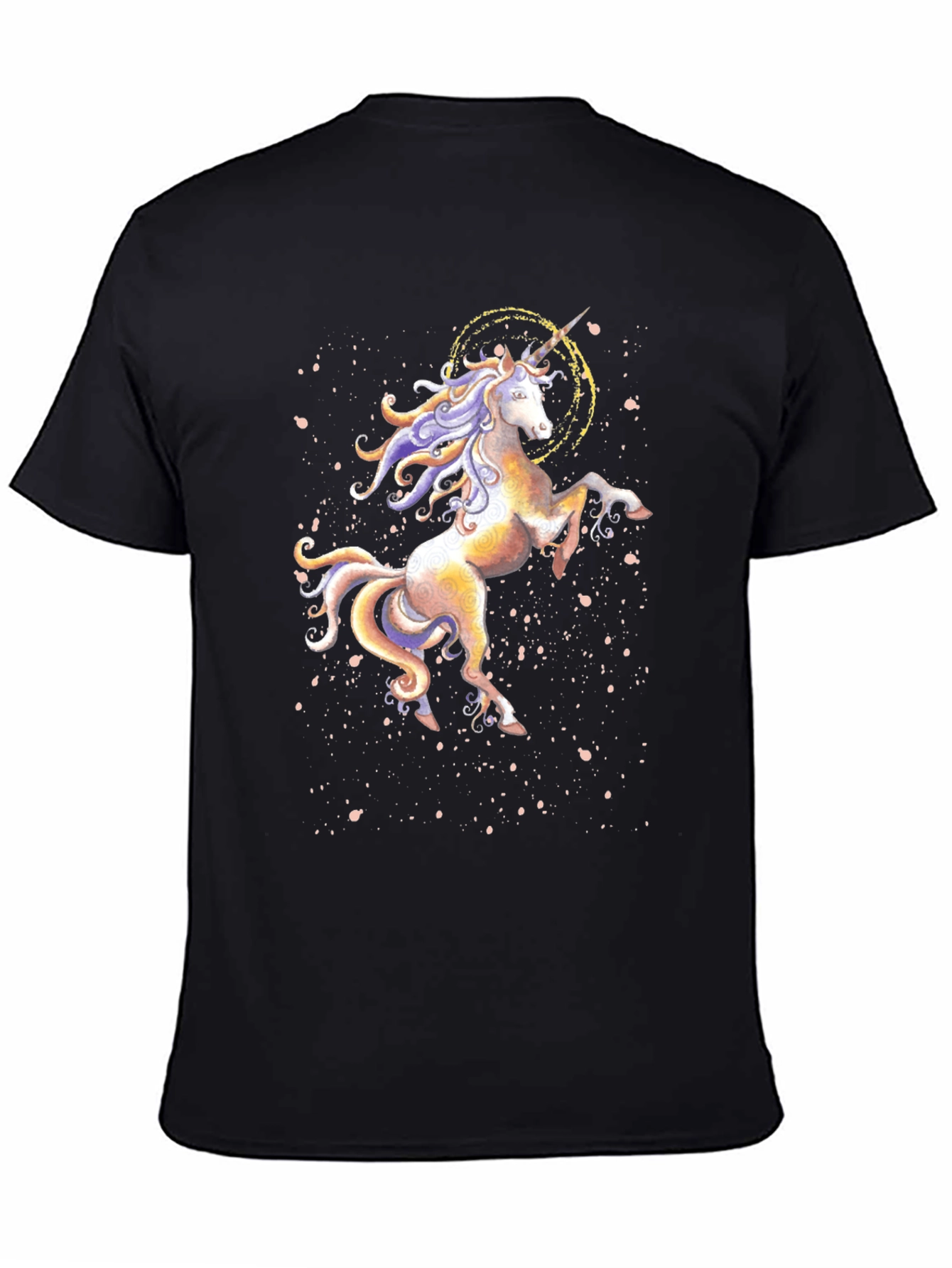 Unicorn Graphic Print Black T-Shirt