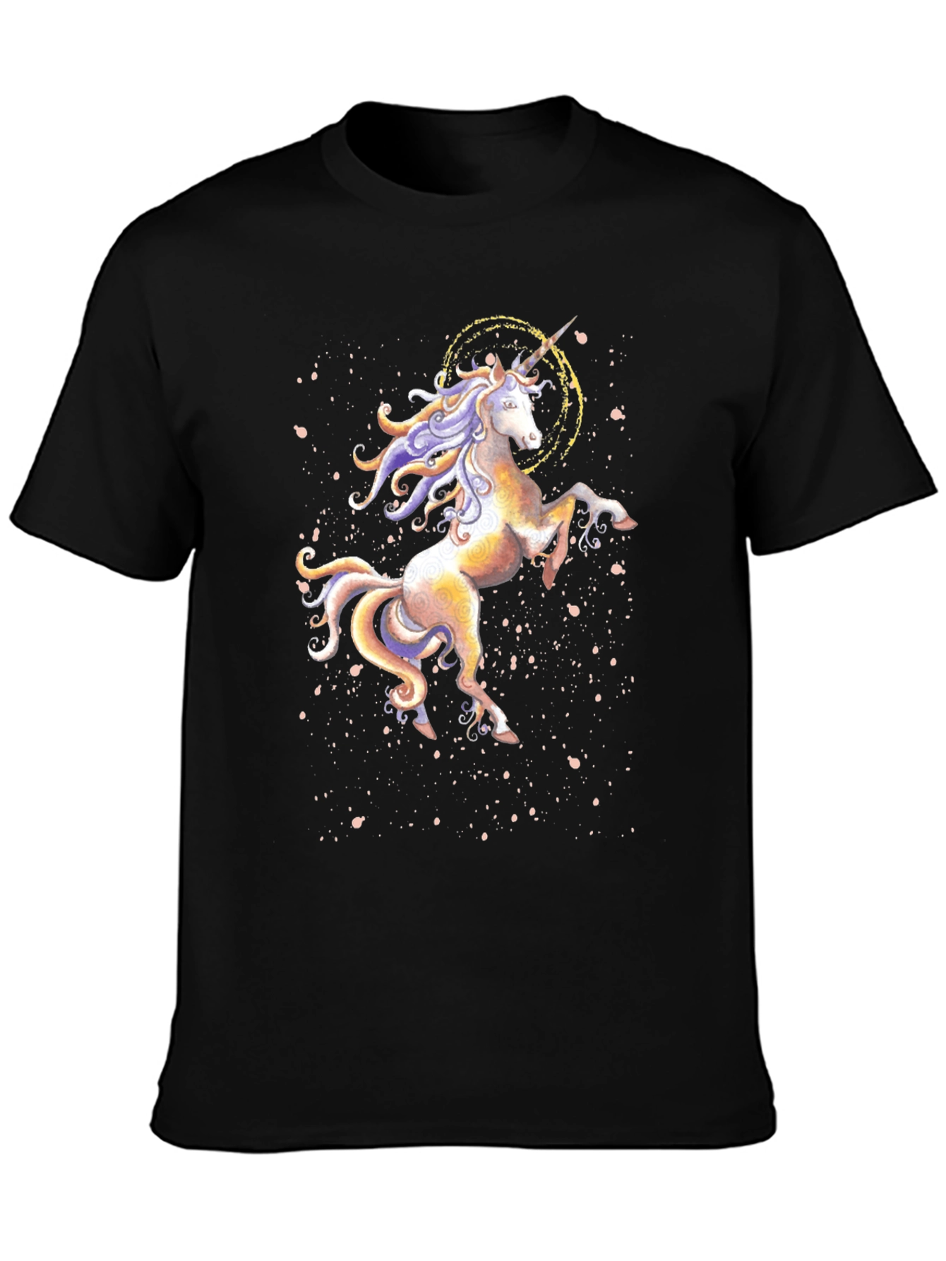Unicorn Graphic Print Black T-Shirt