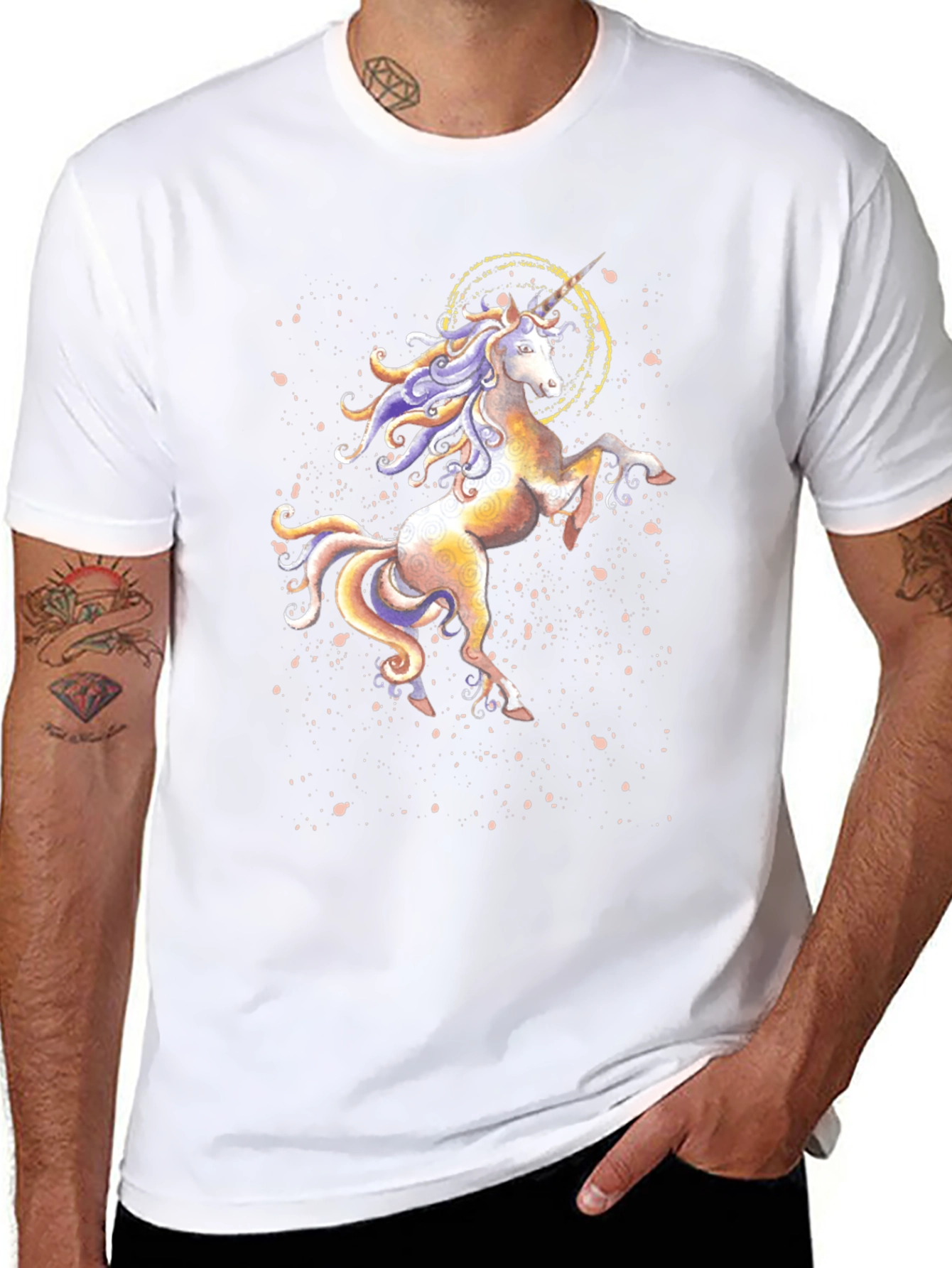 Unicorn Graphic Print Black T-Shirt