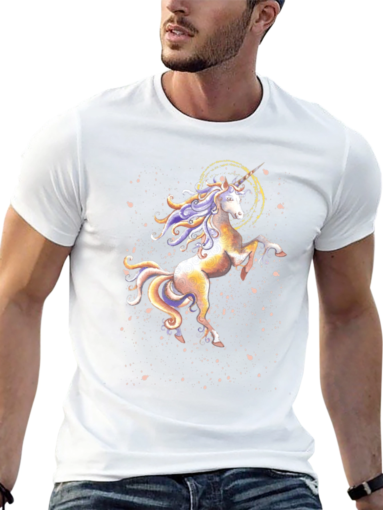 Unicorn Graphic Print Black T-Shirt