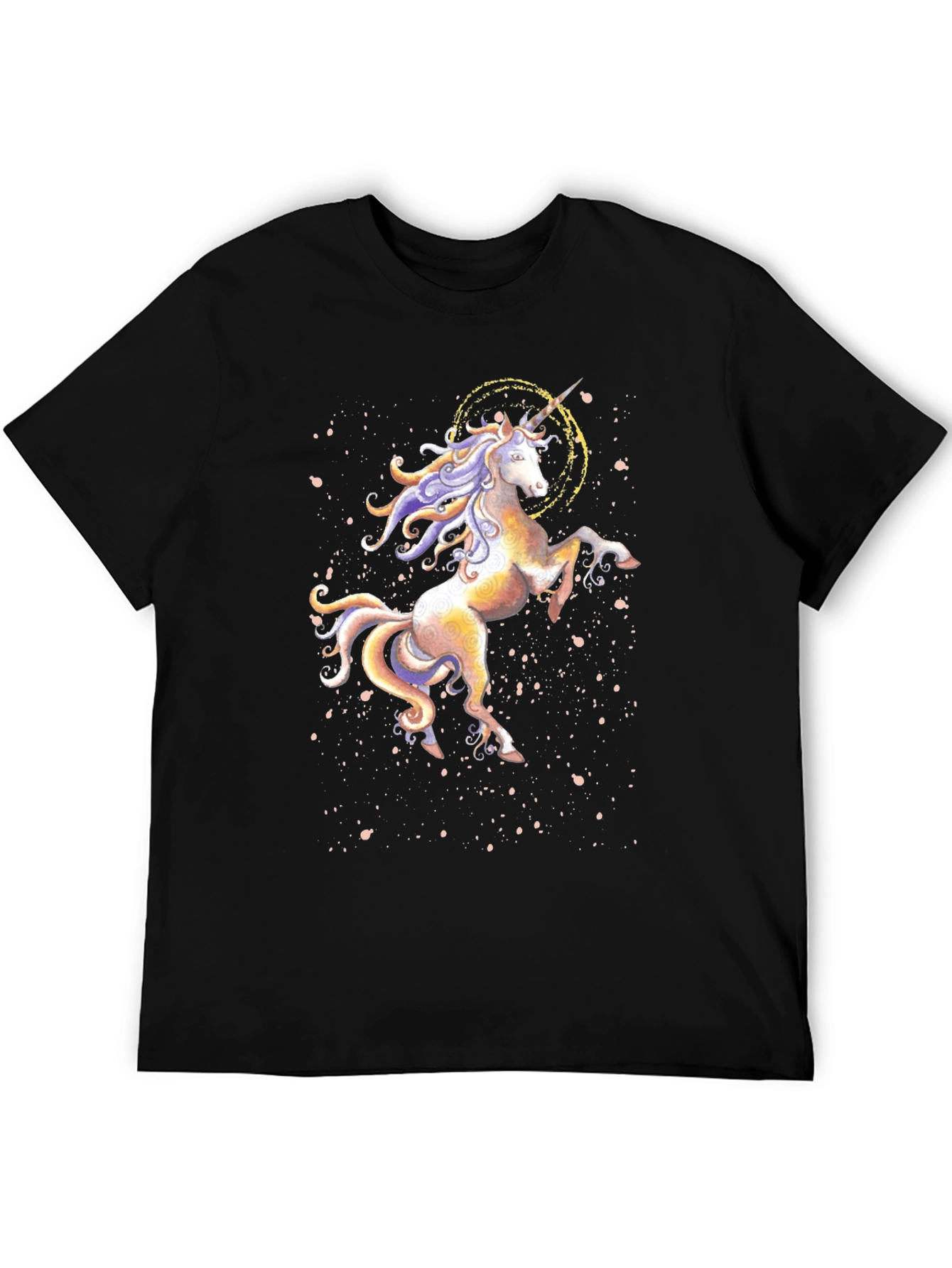 Unicorn Graphic Print Black T-Shirt