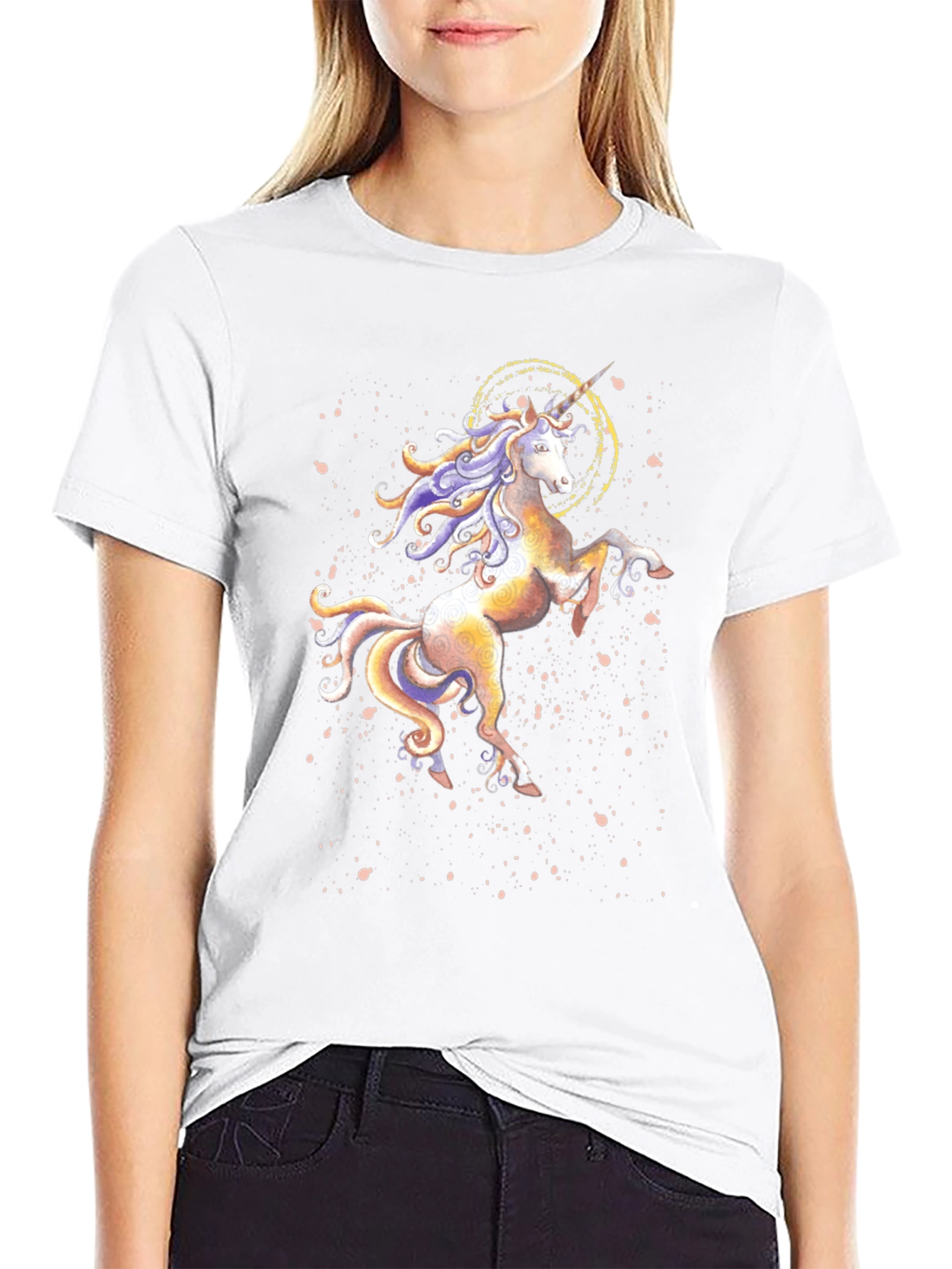 Unicorn Graphic Print Black T-Shirt