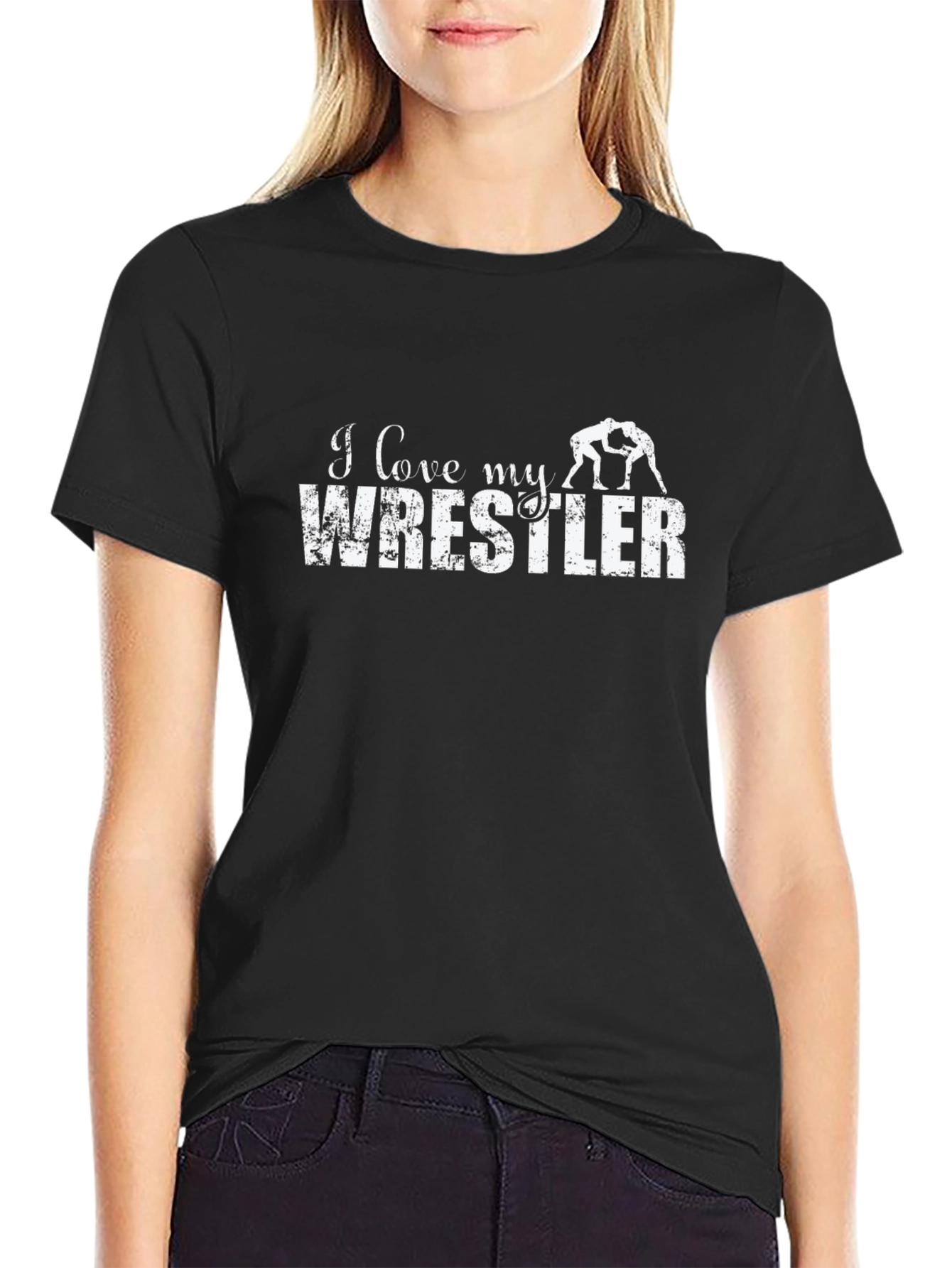 I Love My Wrestler T-Shirt - Black