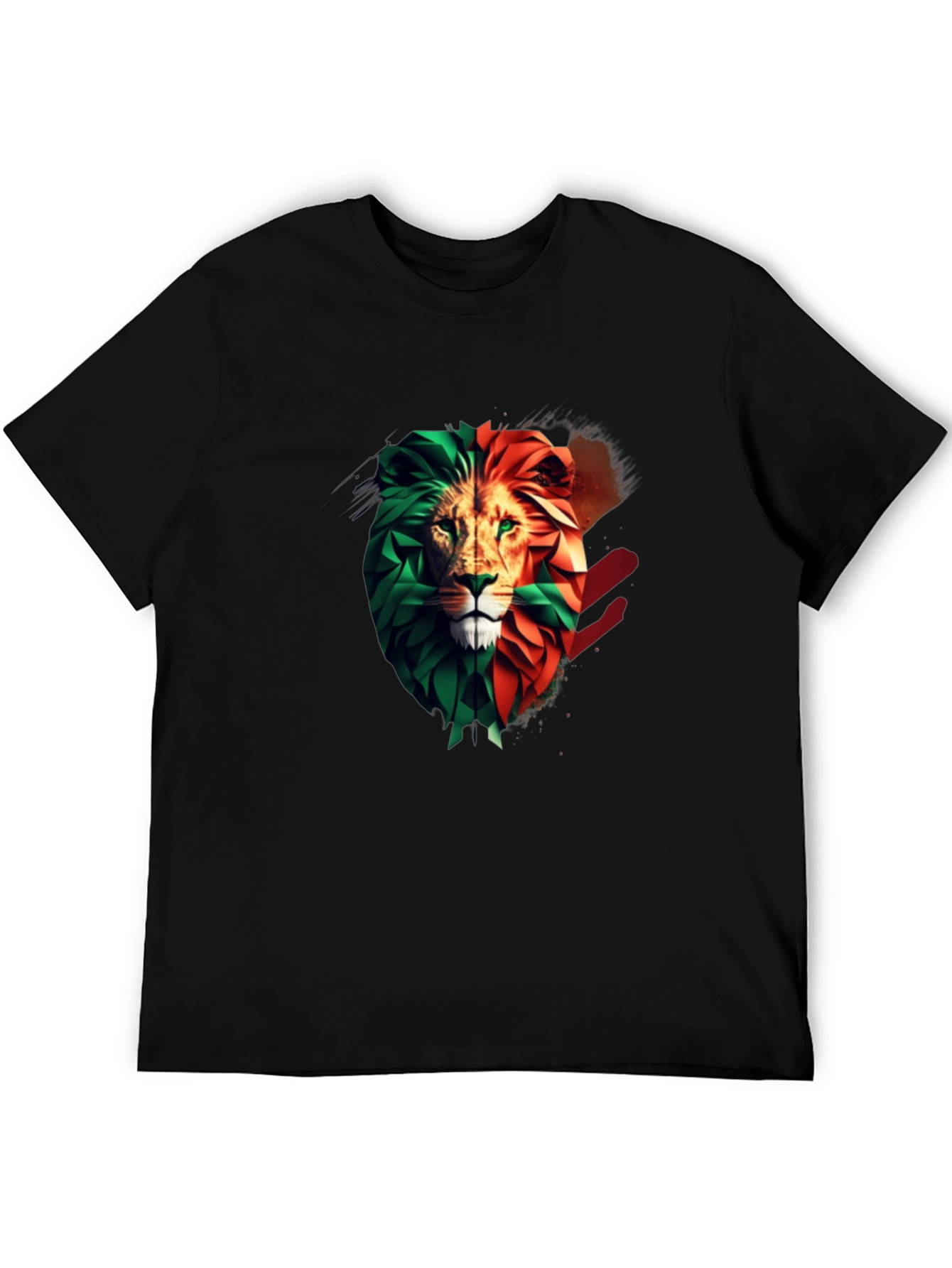 Lion Head Two-Tone Graphic Print T-Shirt