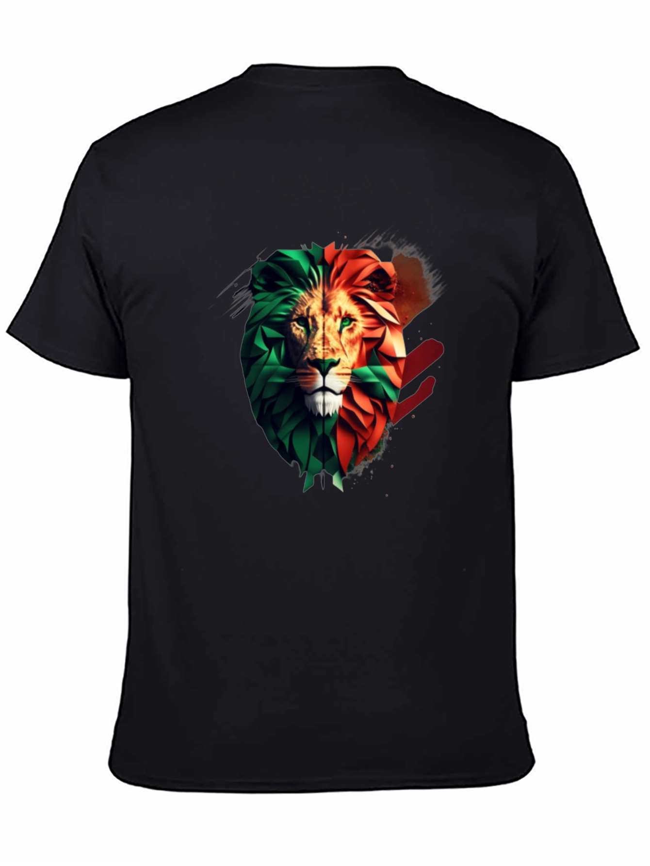 Lion Head Two-Tone Graphic Print T-Shirt