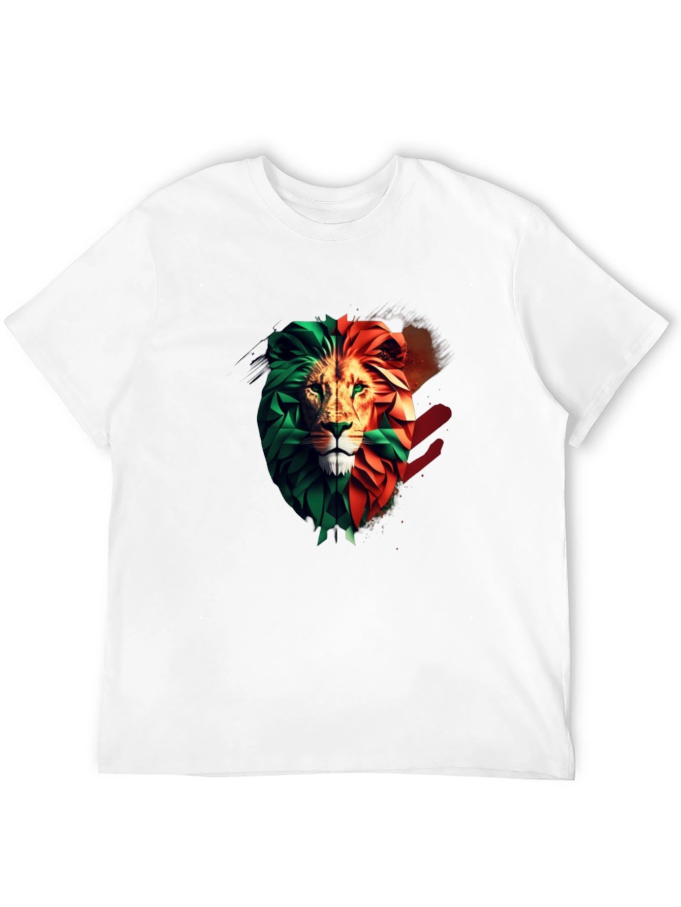 Lion Head Two-Tone Graphic Print T-Shirt