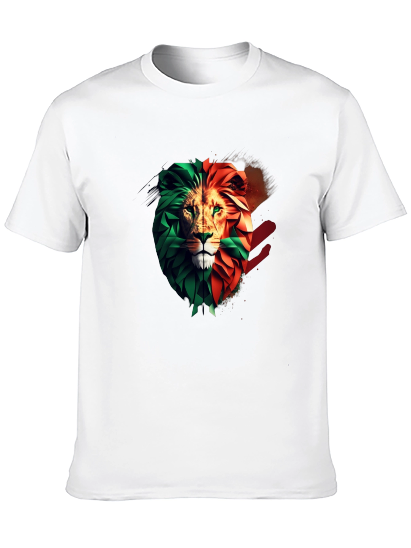 Lion Head Two-Tone Graphic Print T-Shirt