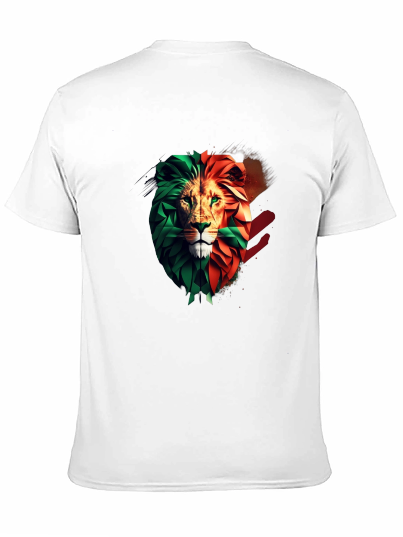 Lion Head Two-Tone Graphic Print T-Shirt