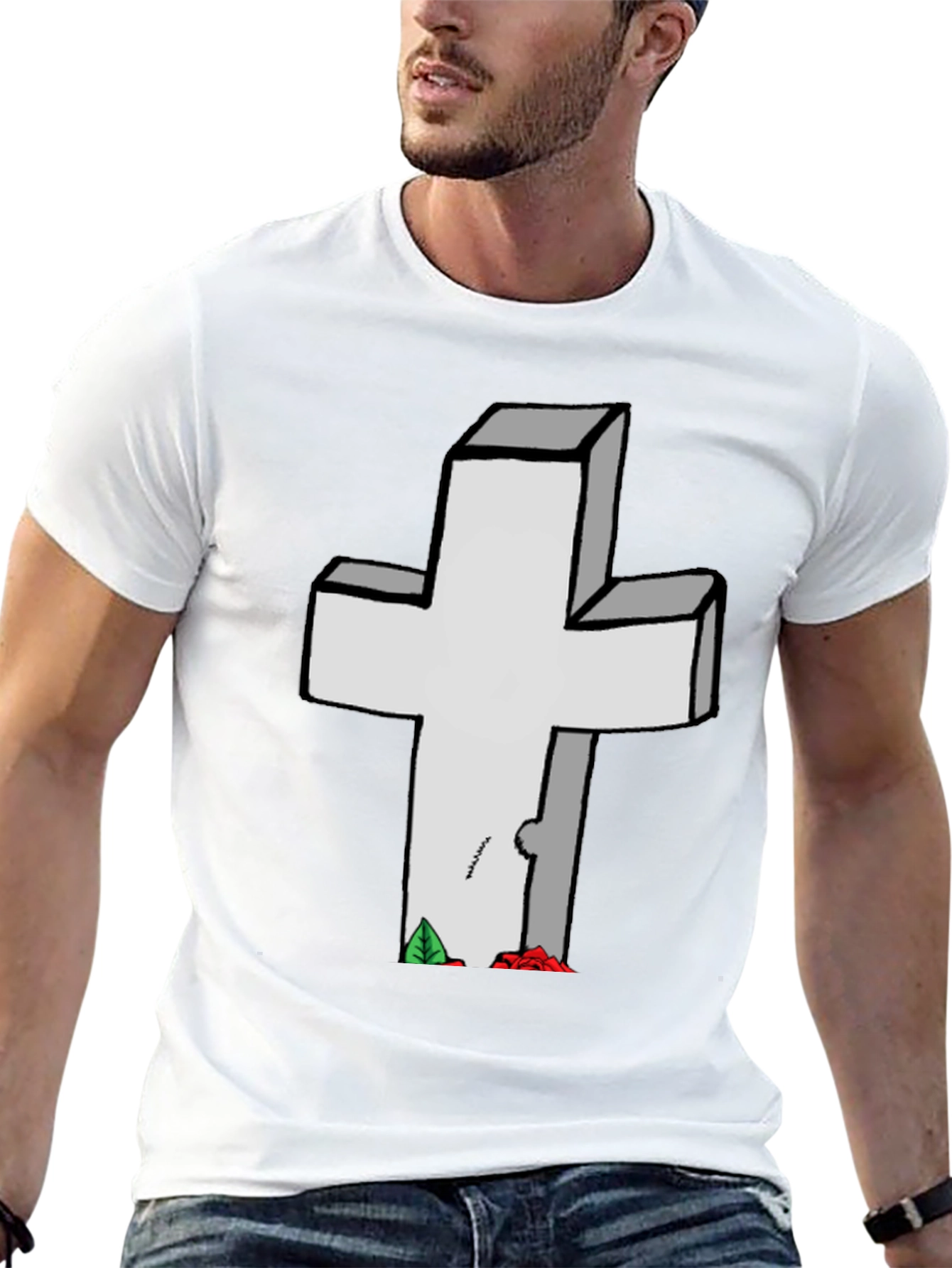 Grave Humor T-Shirt: Cross Tombstone Graphic Tee