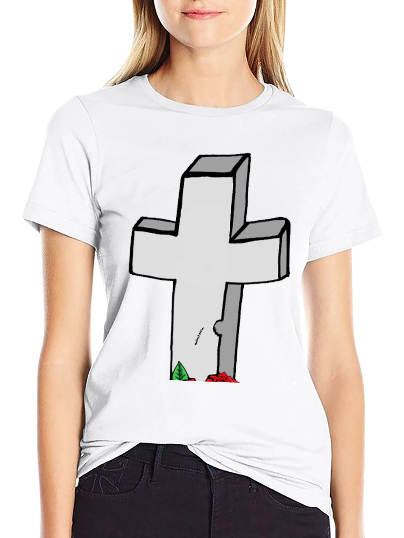 Grave Humor T-Shirt: Cross Tombstone Graphic Tee