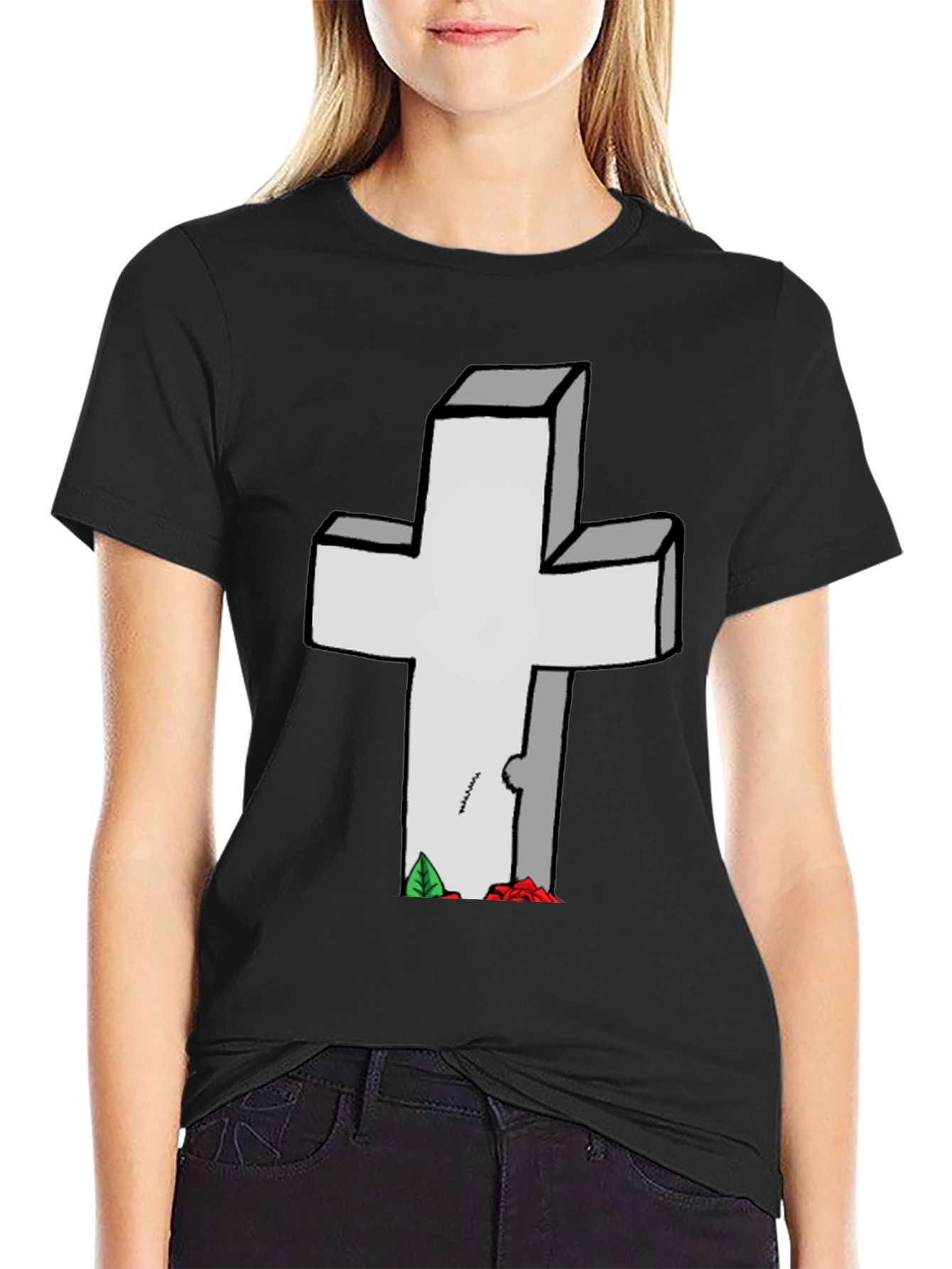 Grave Humor T-Shirt: Cross Tombstone Graphic Tee