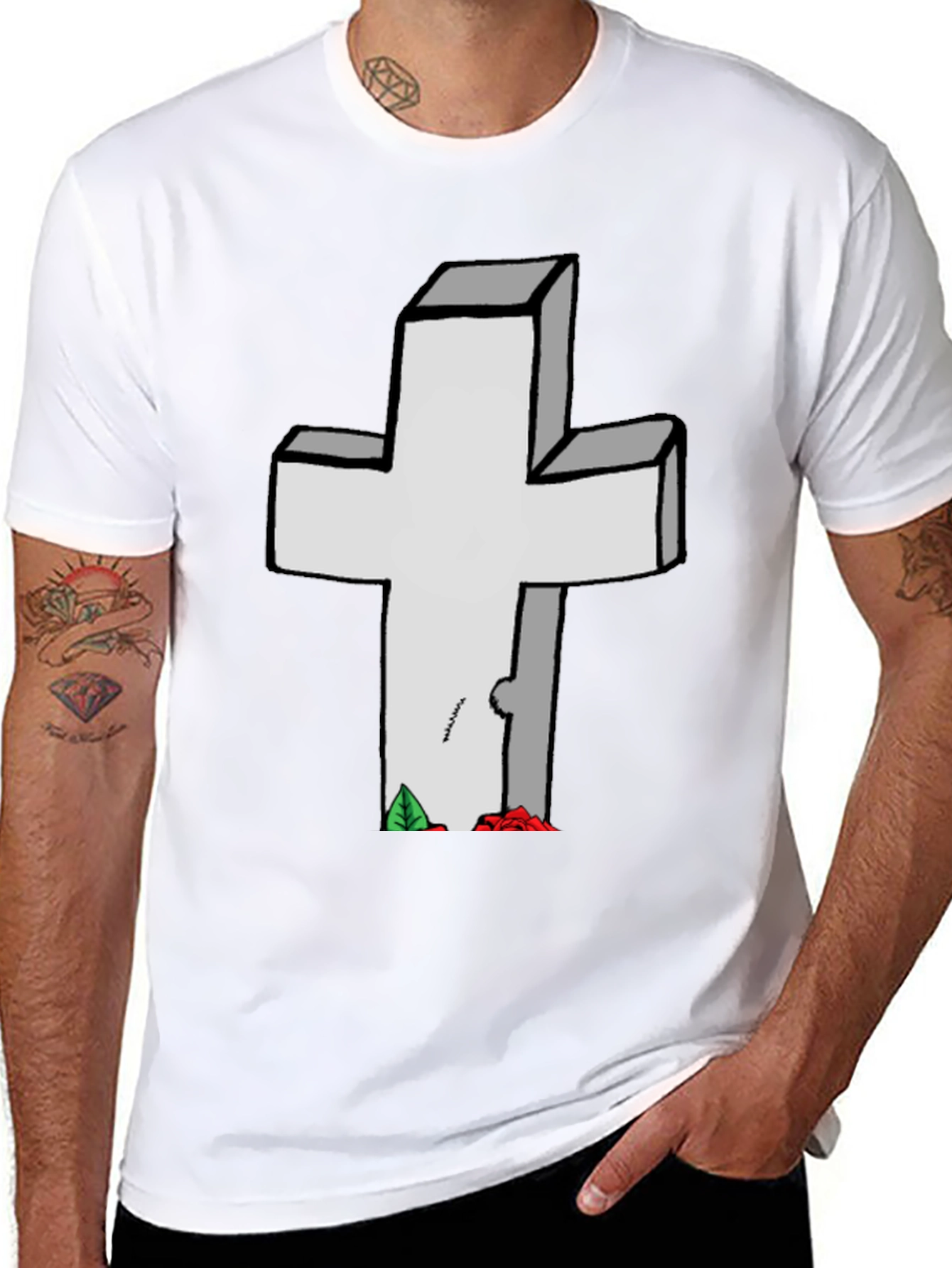 Grave Humor T-Shirt: Cross Tombstone Graphic Tee