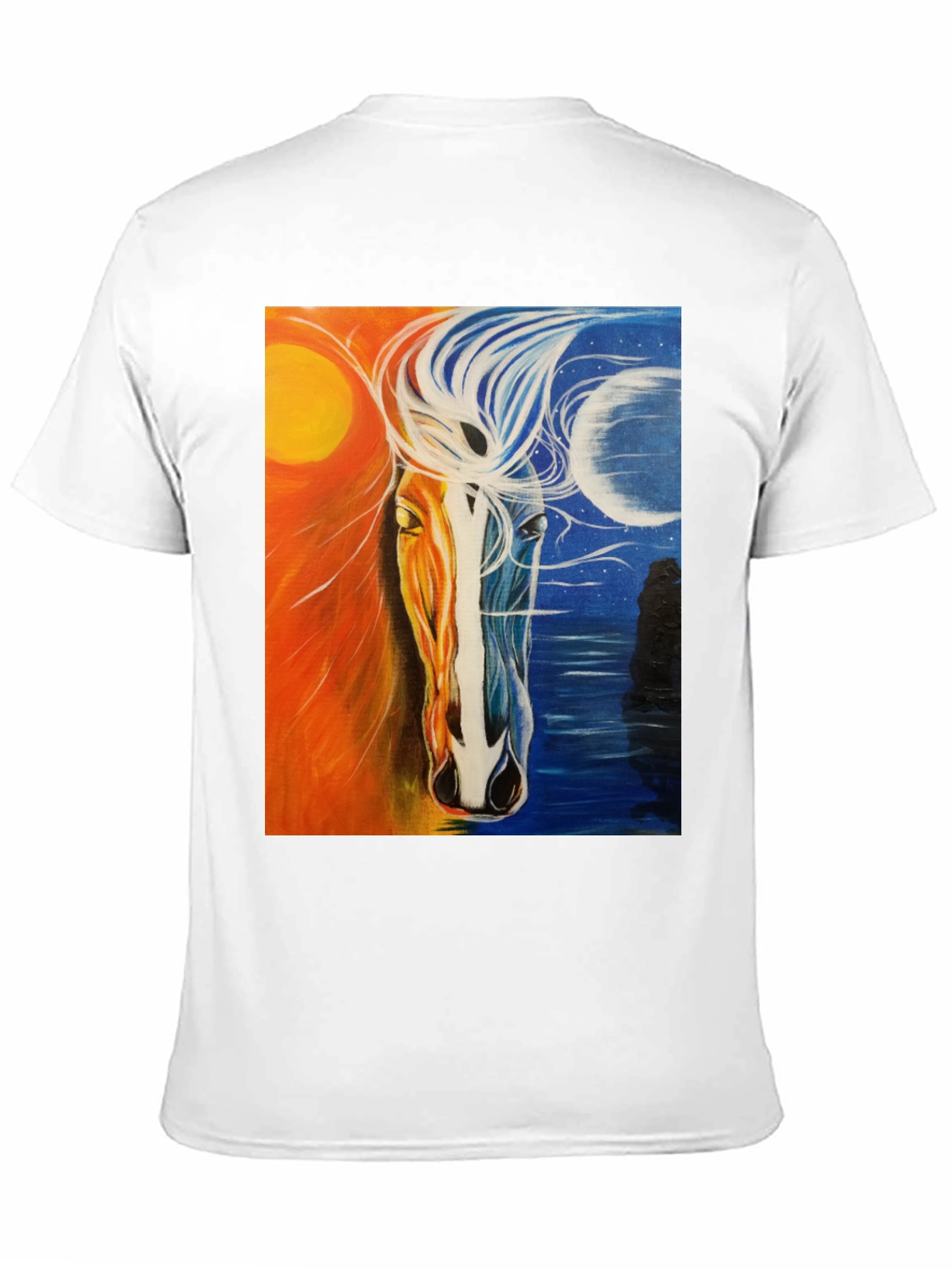 Sun and Moon Horse Graphic Tee - Black