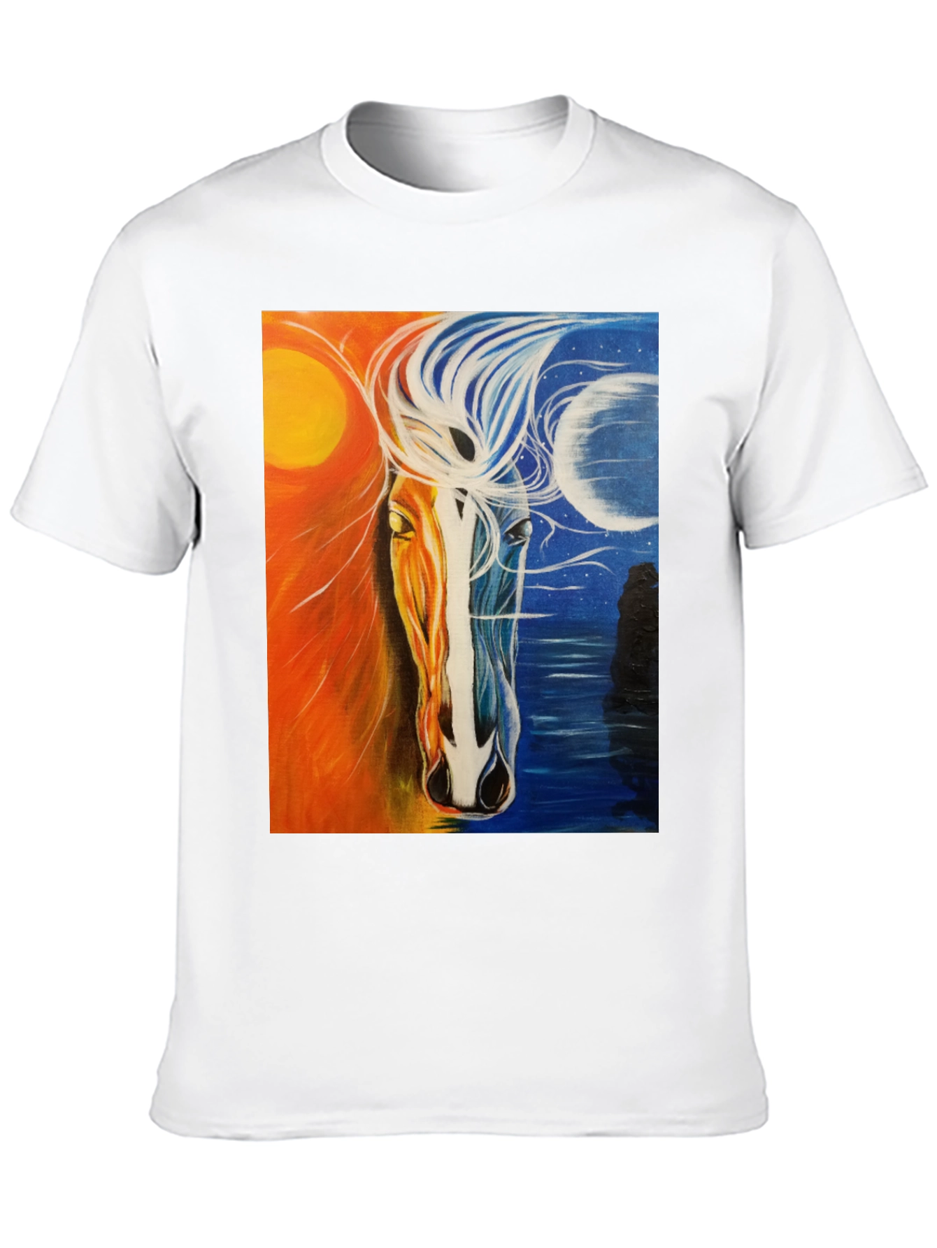Sun and Moon Horse Graphic Tee - Black