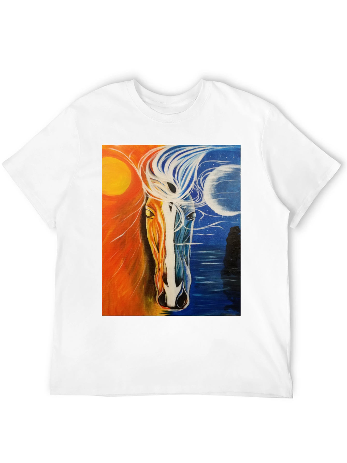 Sun and Moon Horse Graphic Tee - Black