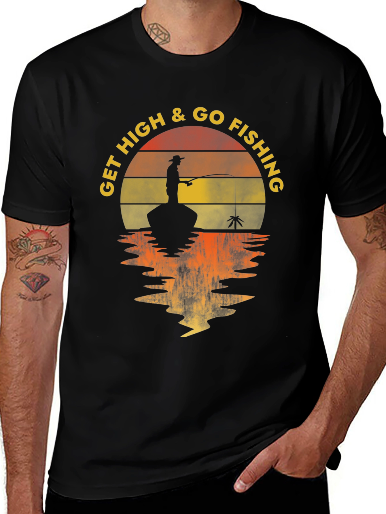 Get High & Go Fishing Graphic T-Shirt