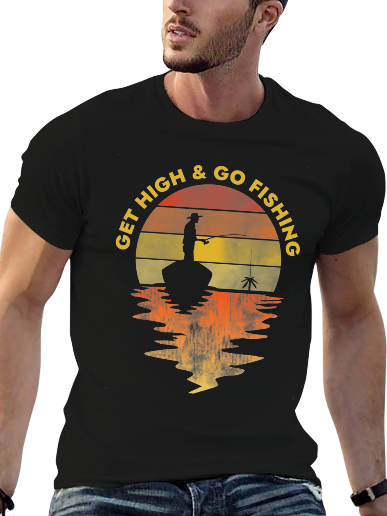 Get High & Go Fishing Graphic T-Shirt