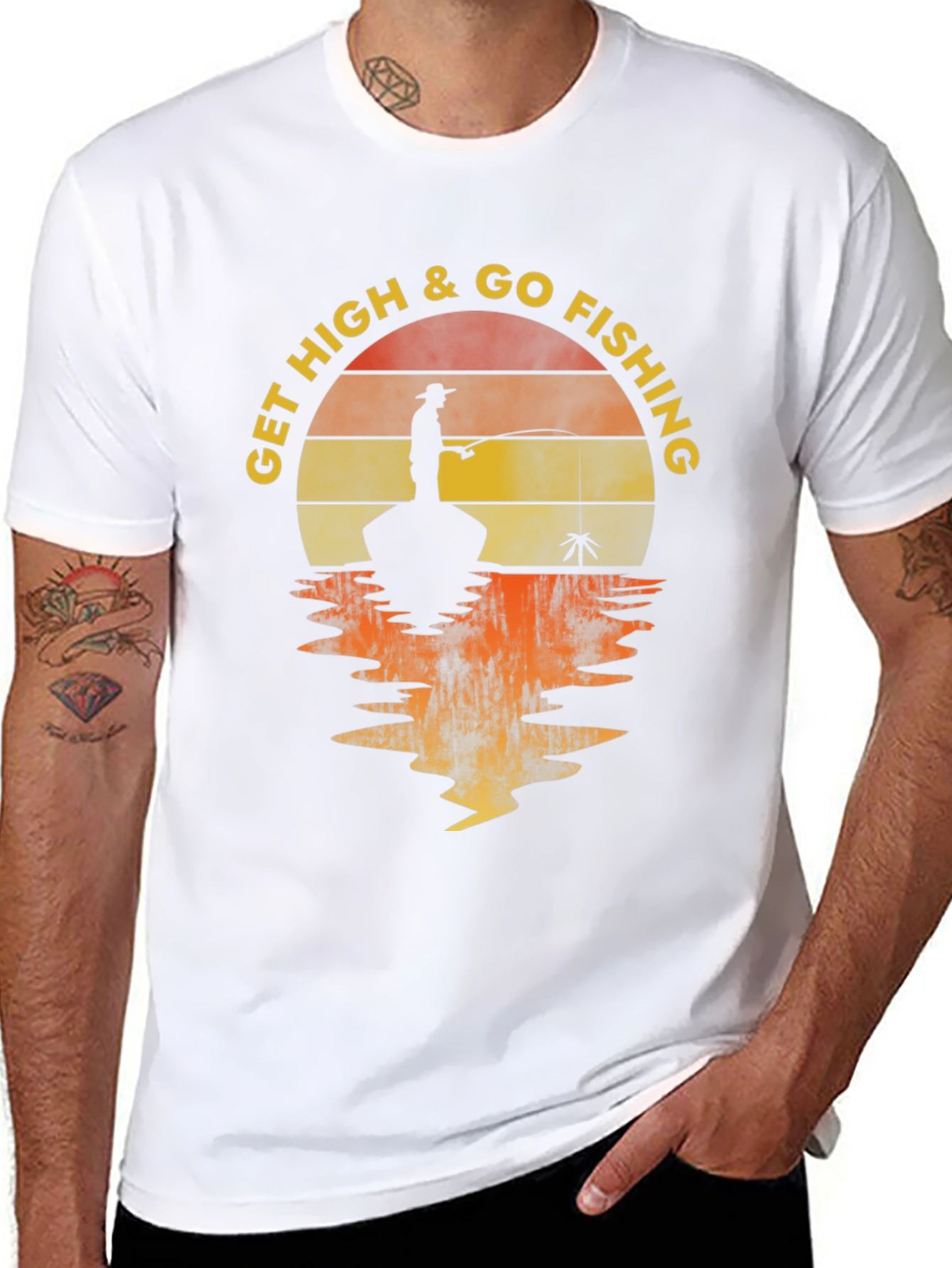 Get High & Go Fishing Graphic T-Shirt