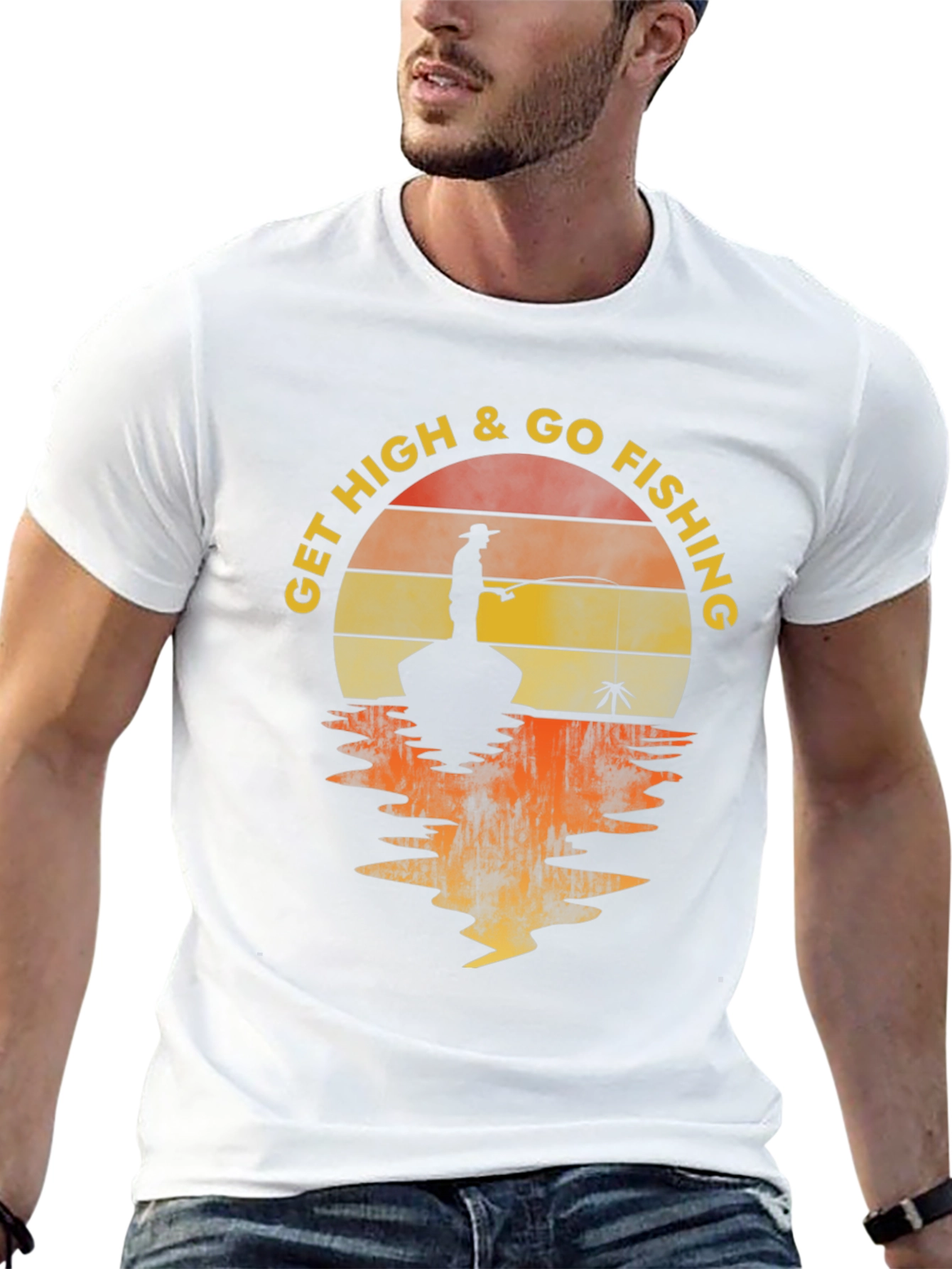 Get High & Go Fishing Graphic T-Shirt