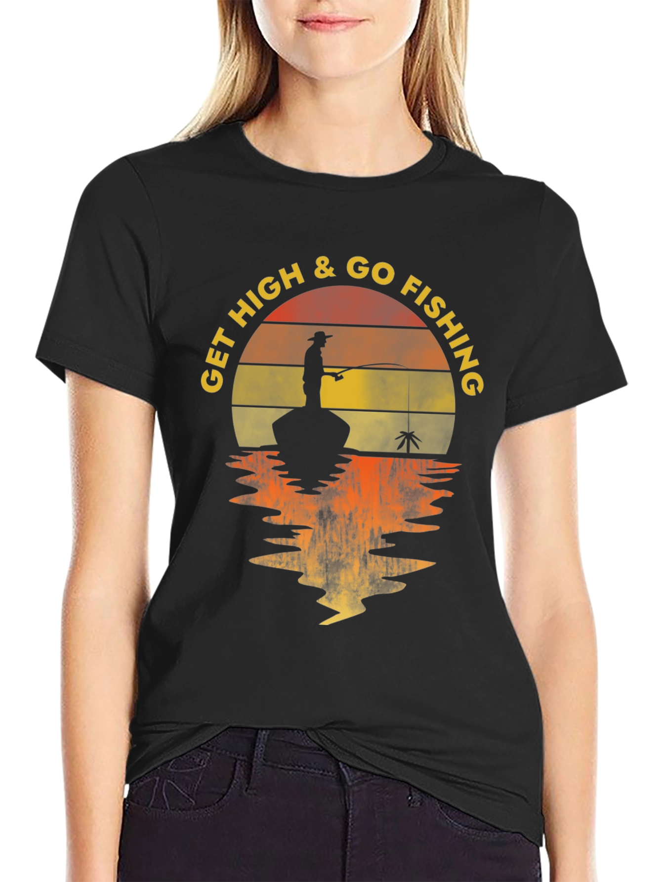Get High & Go Fishing Graphic T-Shirt
