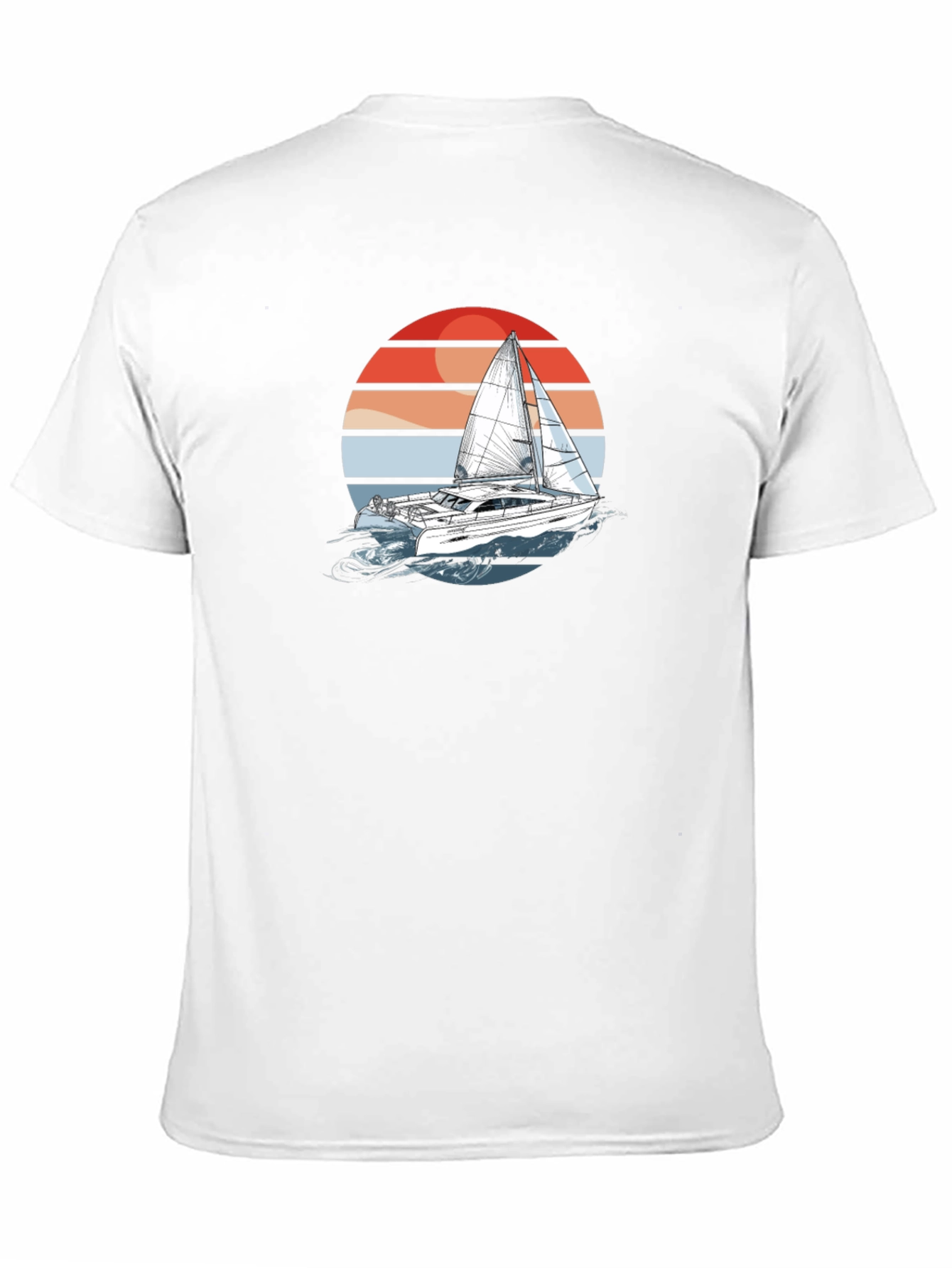 Sailboat Sunset Graphic Tee - Black Cotton T-Shirt