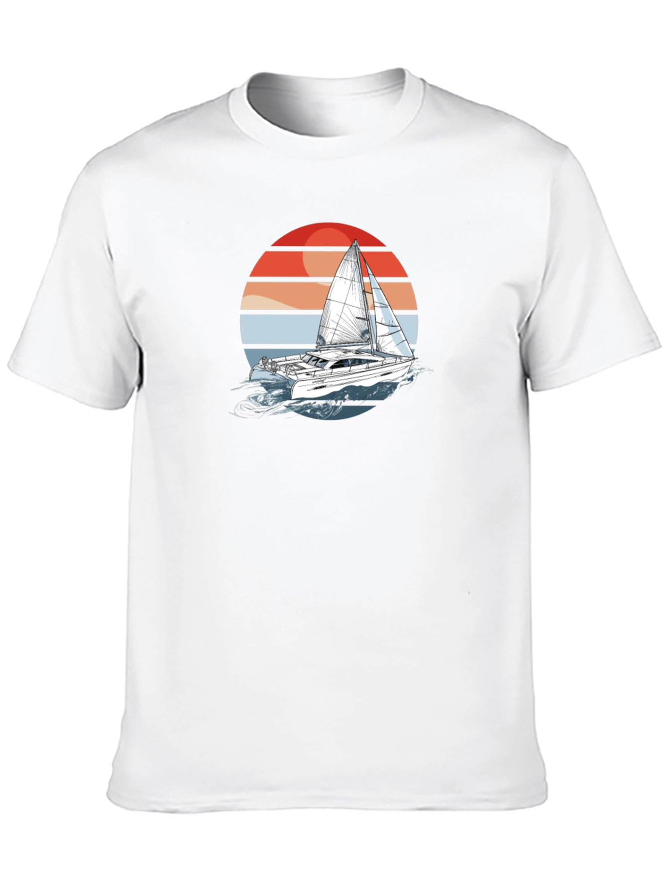 Sailboat Sunset Graphic Tee - Black Cotton T-Shirt