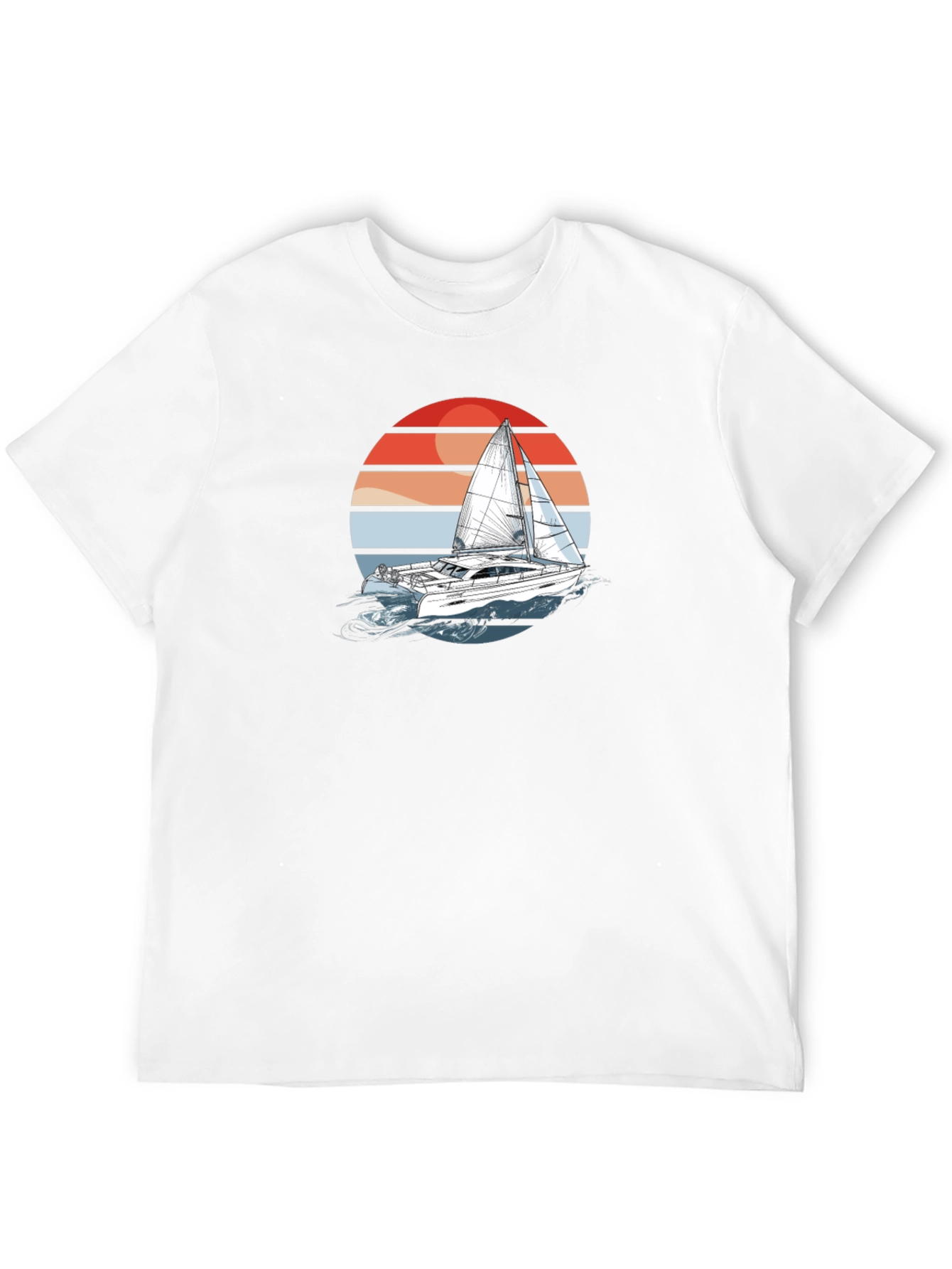 Sailboat Sunset Graphic Tee - Black Cotton T-Shirt