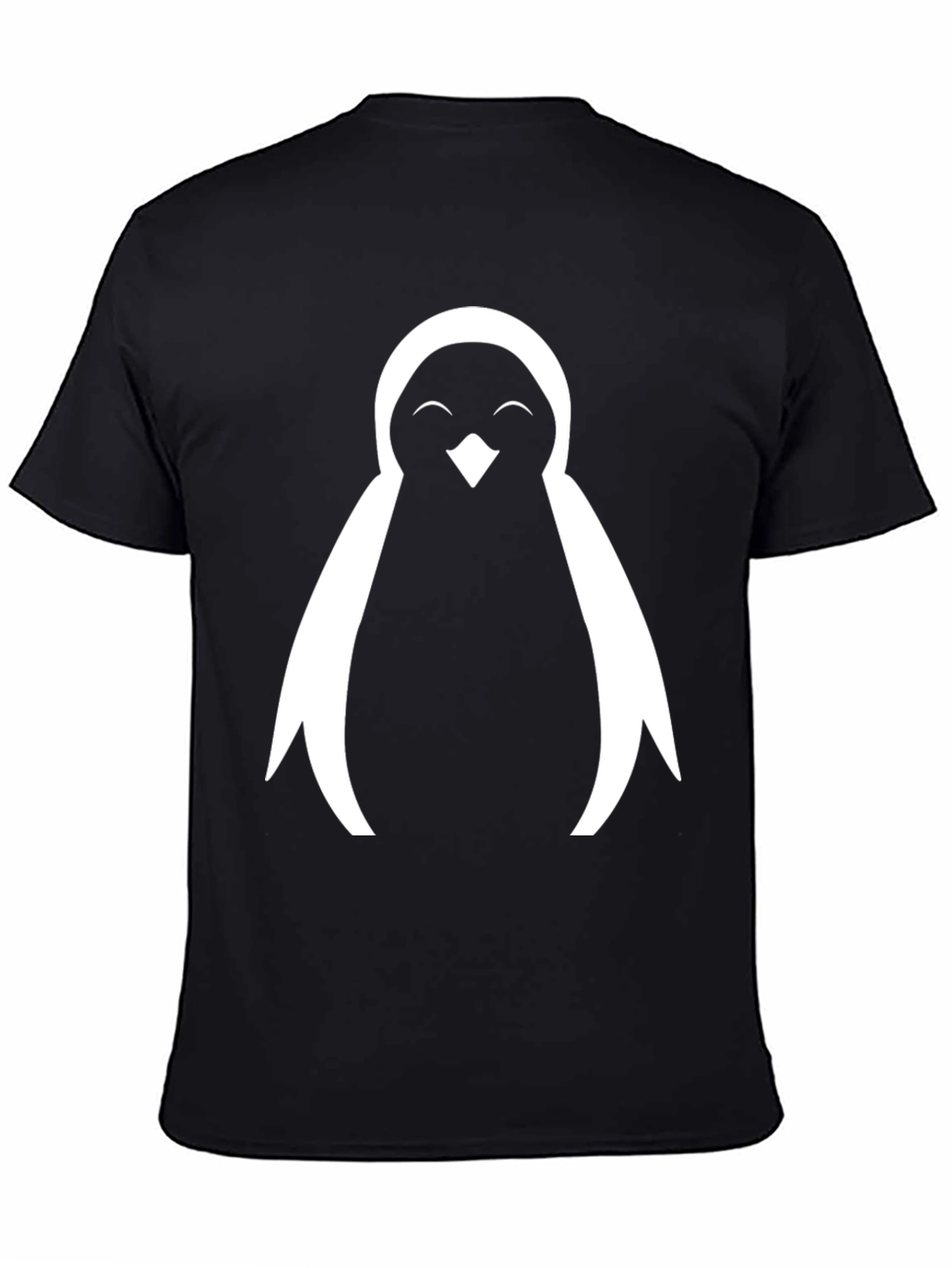 Cute Penguin Graphic Tee - Black Cotton Blend