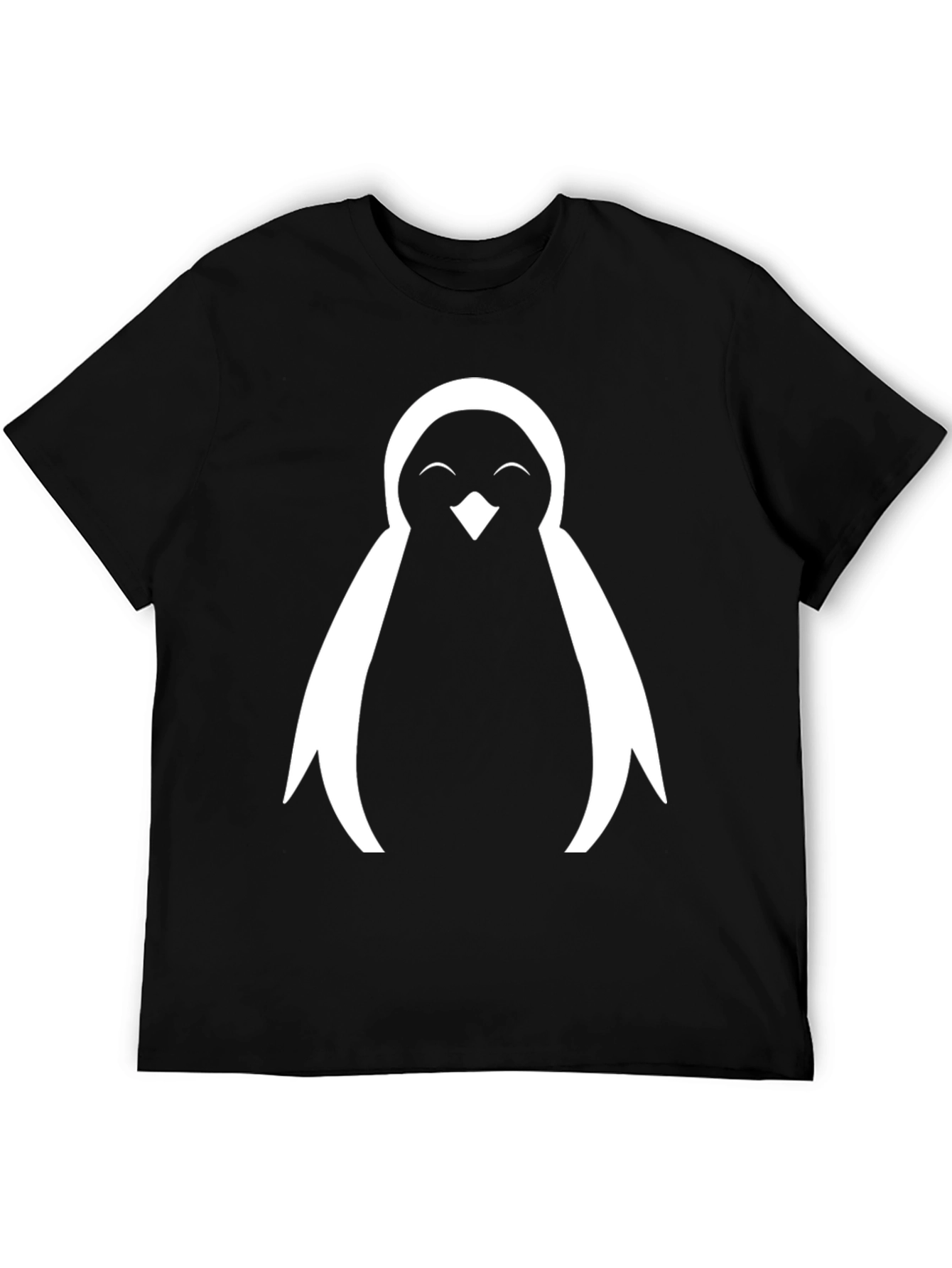 Cute Penguin Graphic Tee - Black Cotton Blend