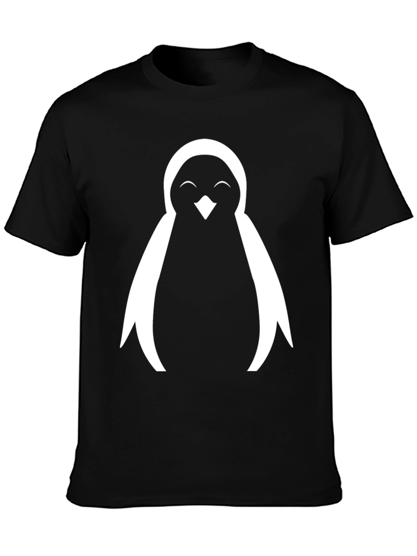 Cute Penguin Graphic Tee - Black Cotton Blend