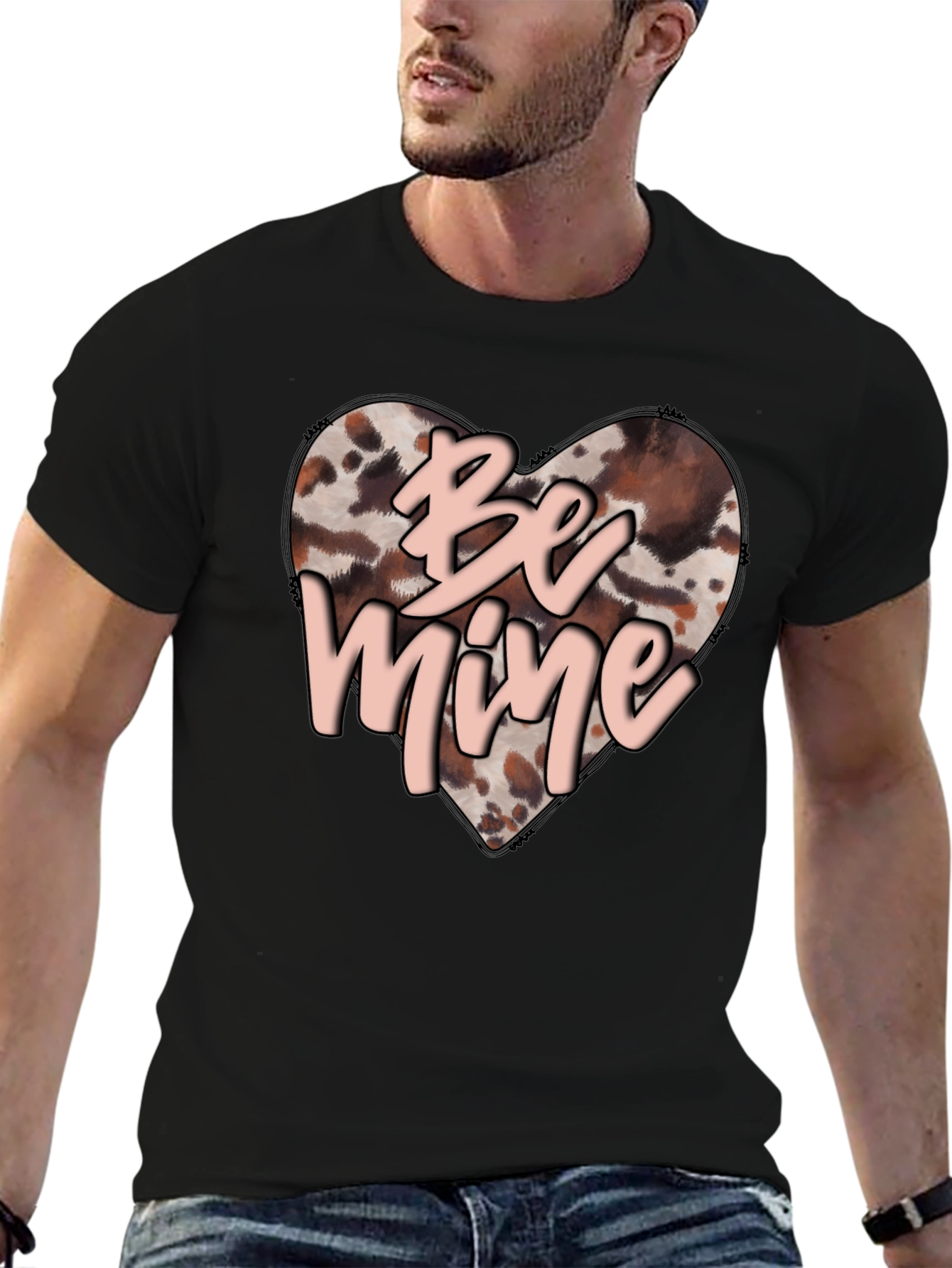 Be Mine Valentines Day Heart Print T-Shirt