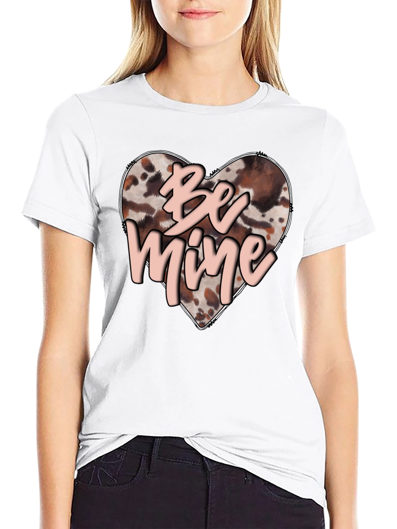 Be Mine Valentines Day Heart Print T-Shirt