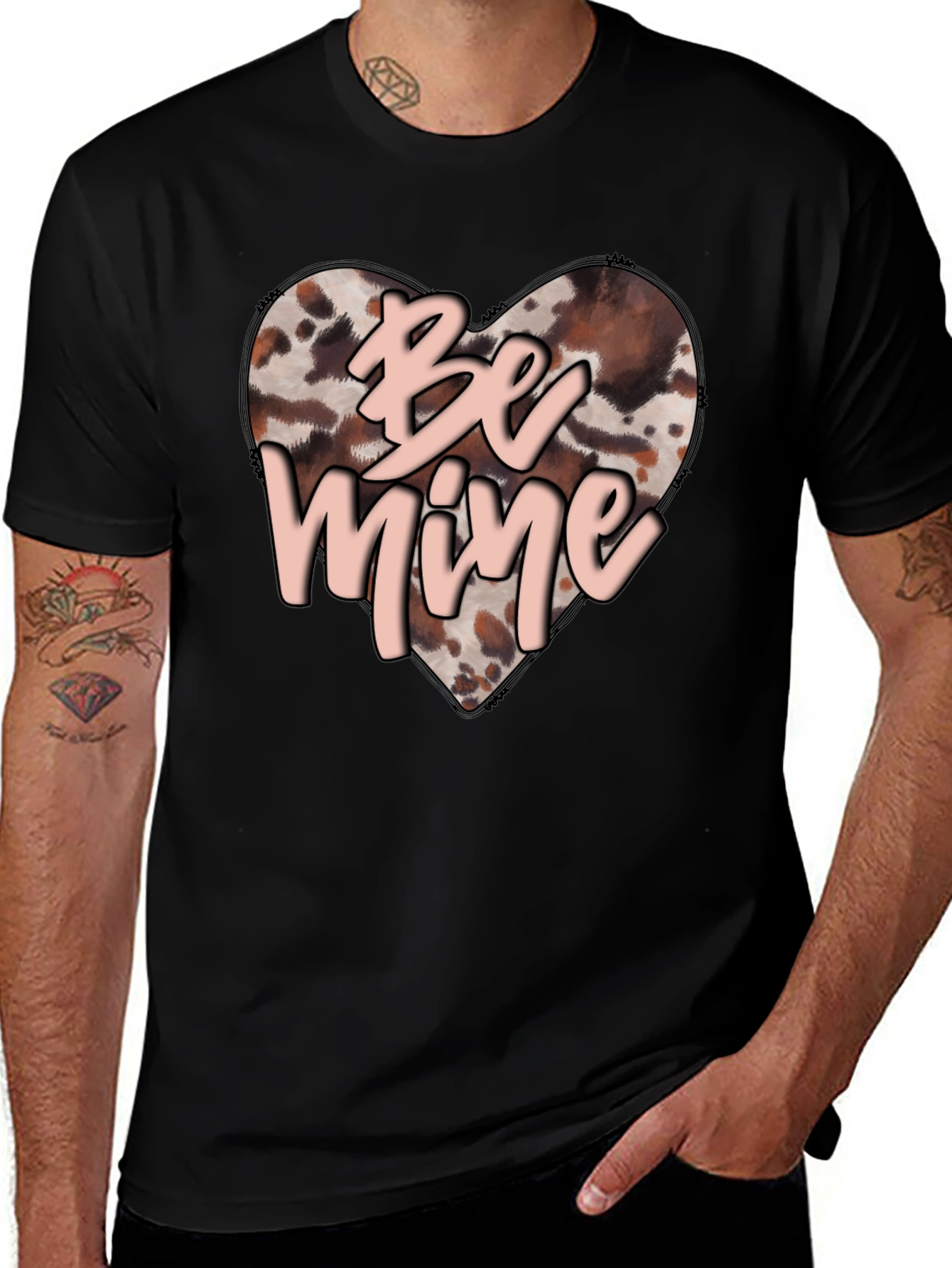 Be Mine Valentines Day Heart Print T-Shirt