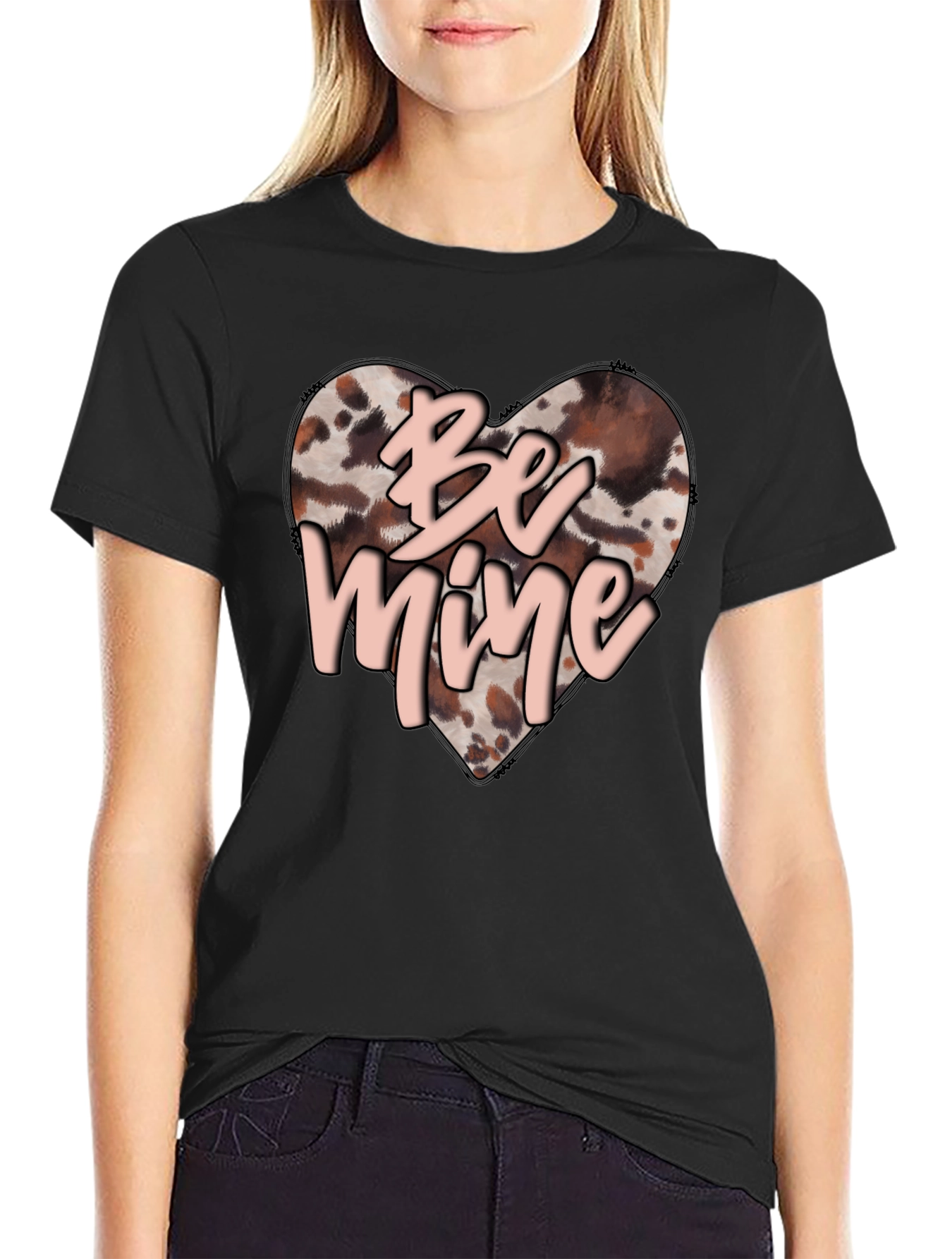 Be Mine Valentines Day Heart Print T-Shirt