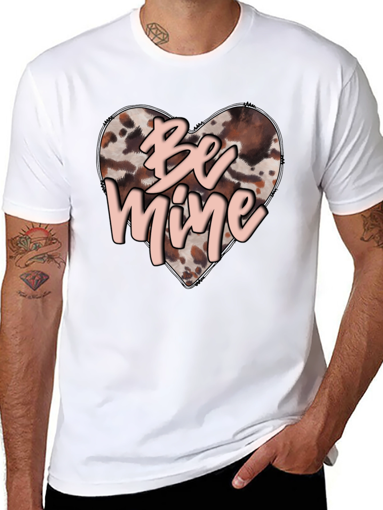 Be Mine Valentines Day Heart Print T-Shirt