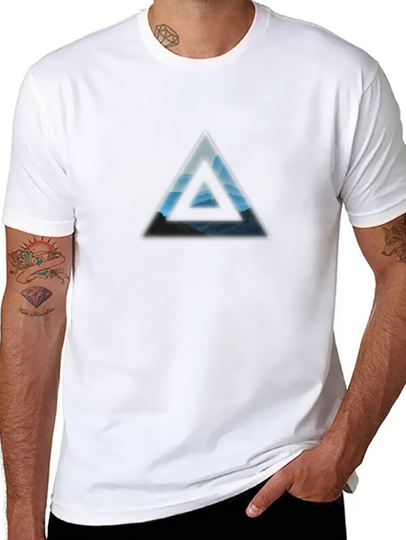 Mountainscape Triangle Black T-Shirt