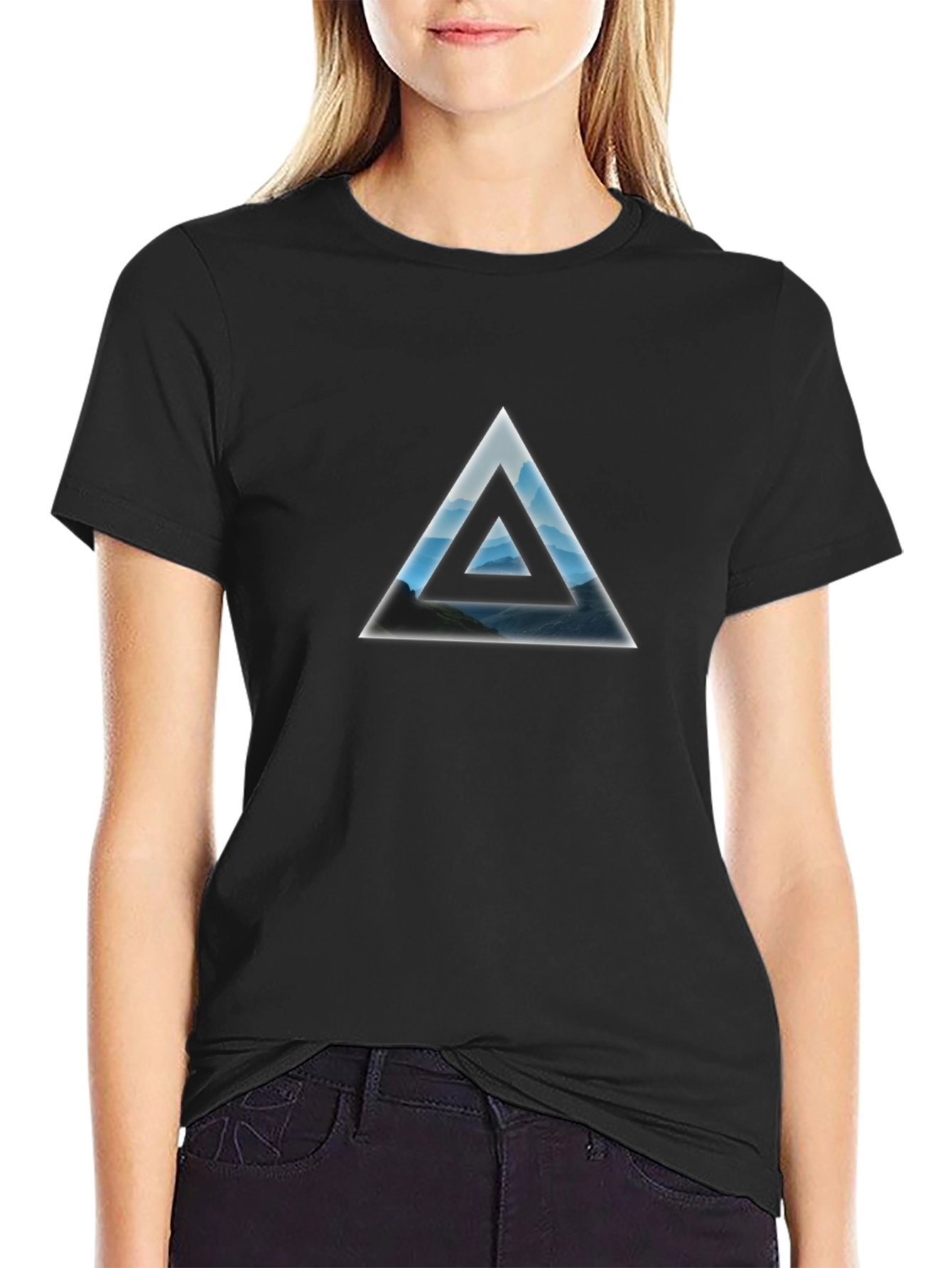 Mountainscape Triangle Black T-Shirt