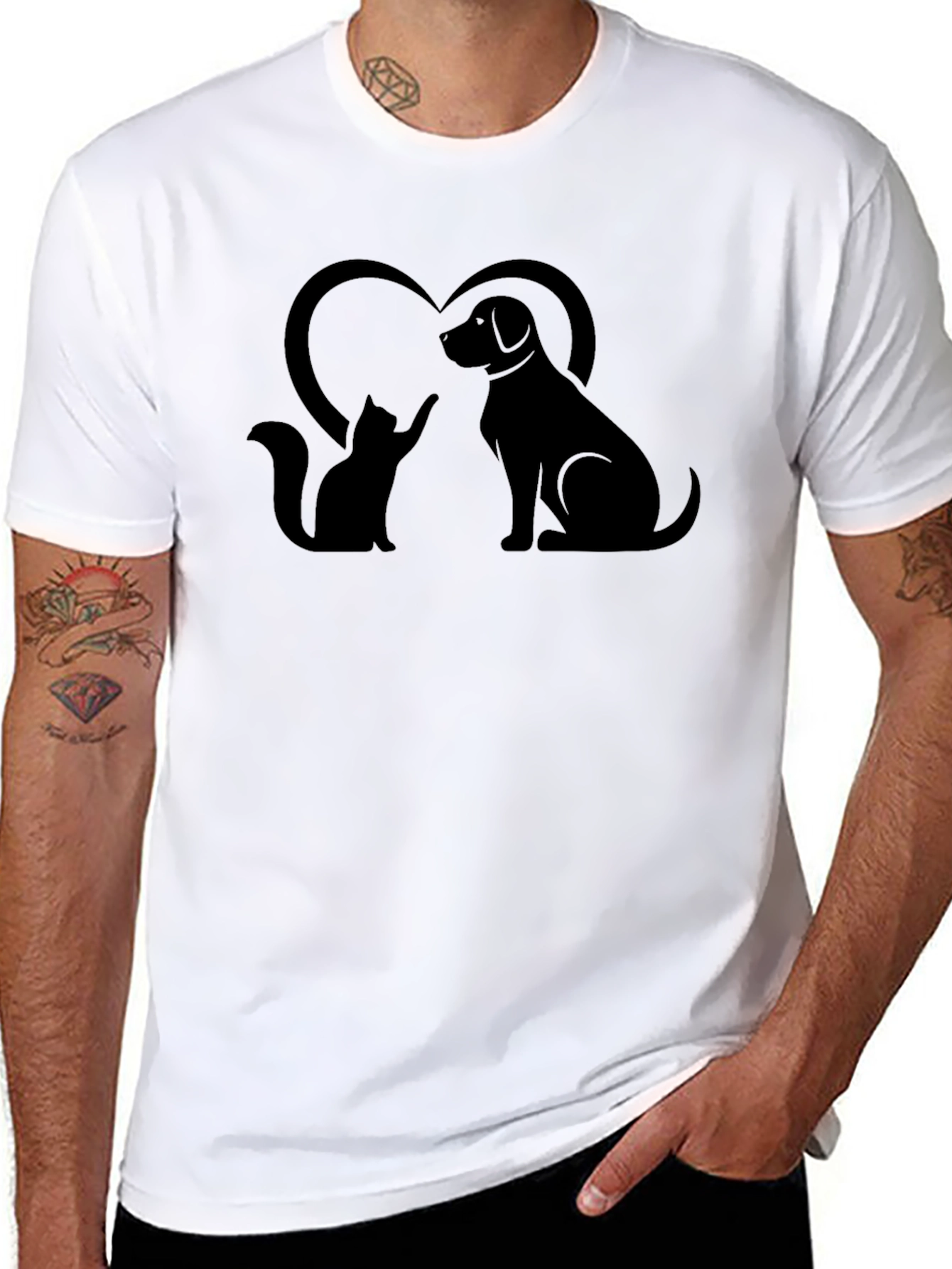 Cat & Dog Love T-Shirt - Pet Lover Tee