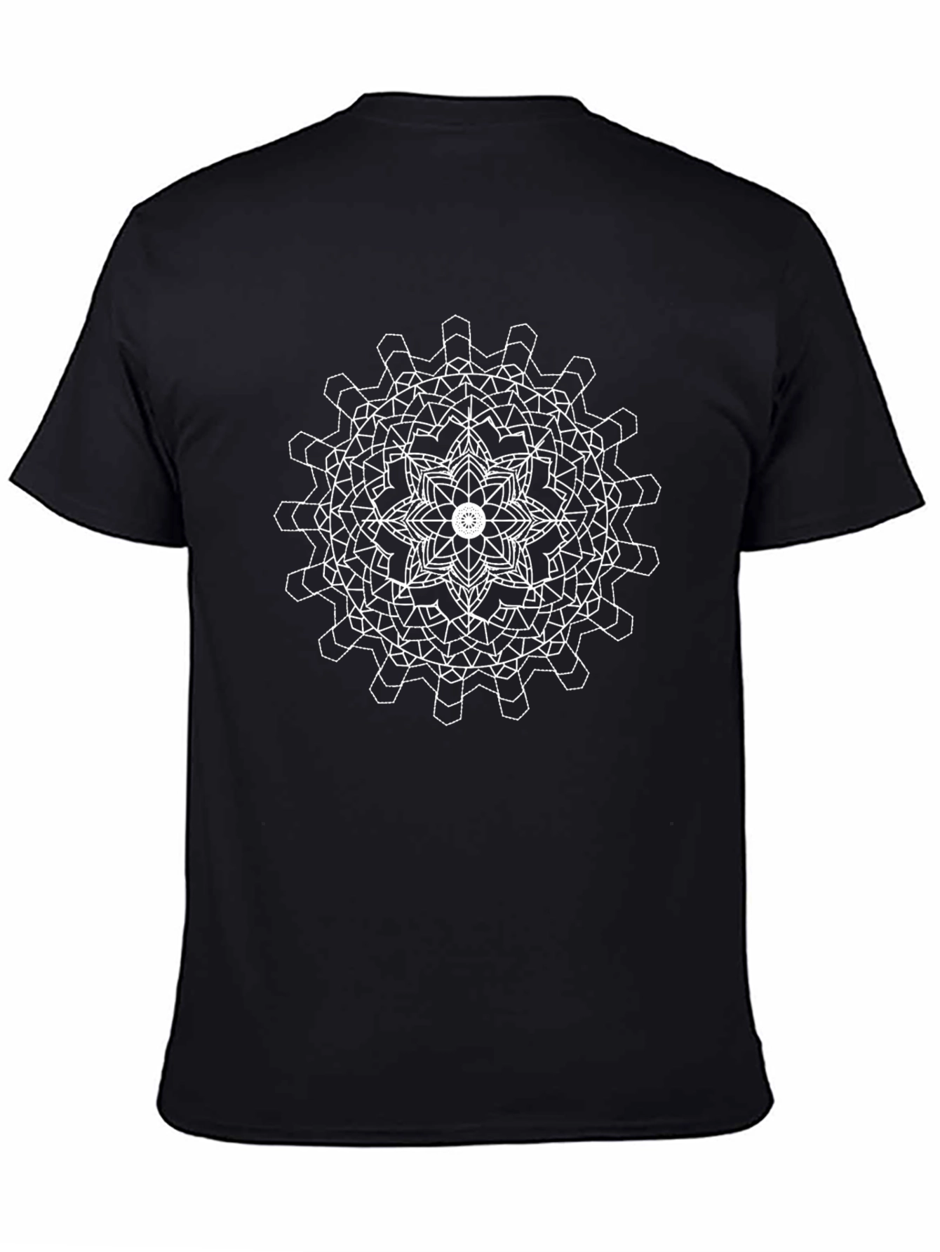 Geometric Mandala Graphic Print Tee - Black