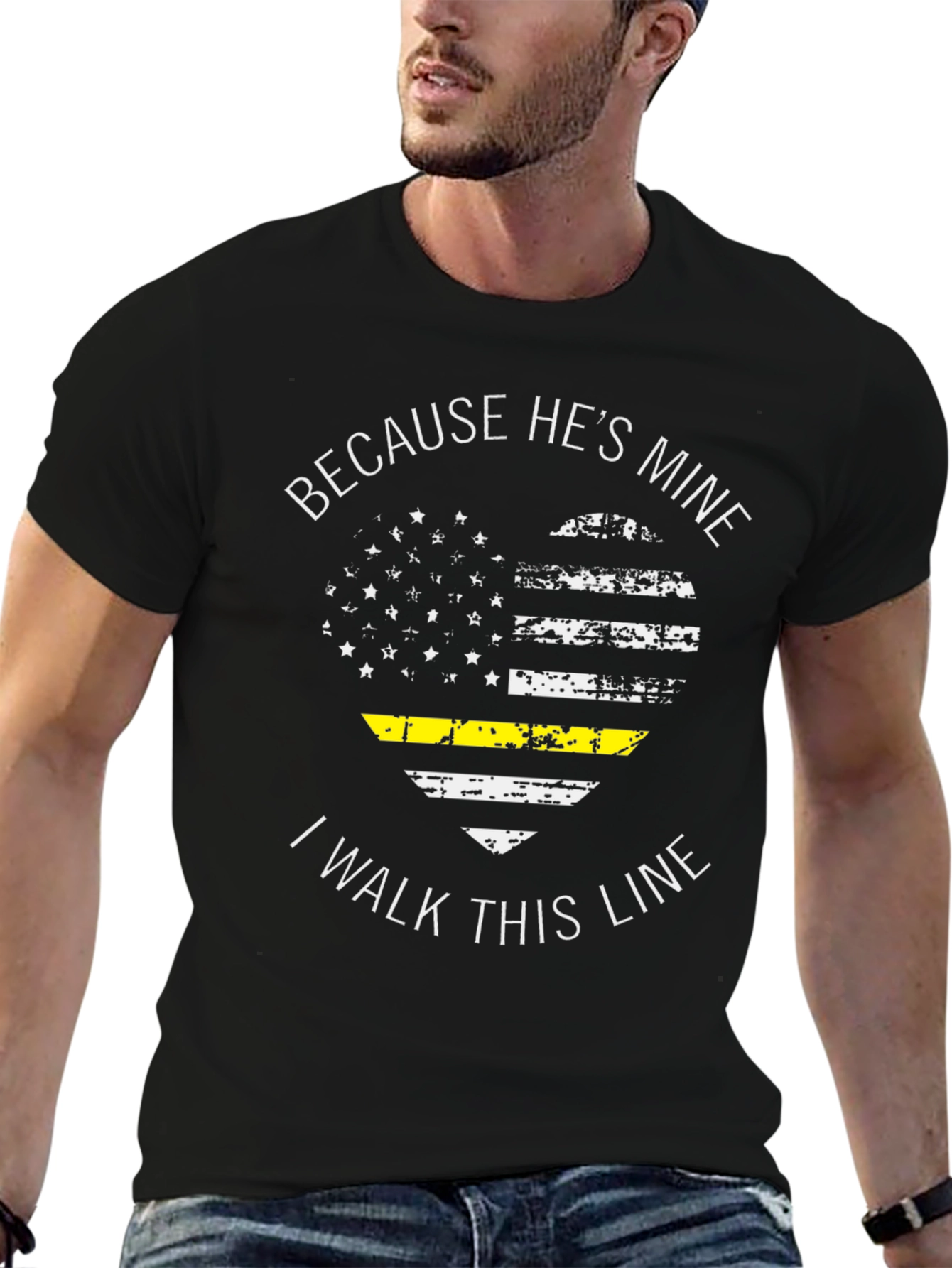 Because Hes Mine Tee - Thin Yellow Line T-Shirt