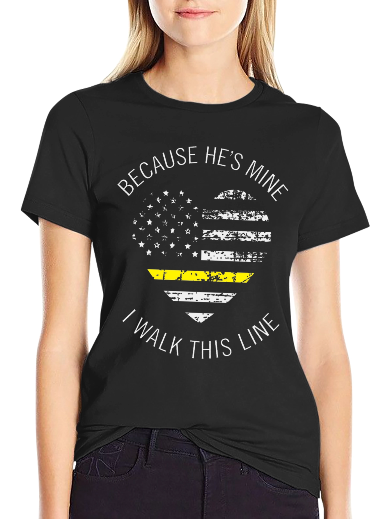 Because Hes Mine Tee - Thin Yellow Line T-Shirt