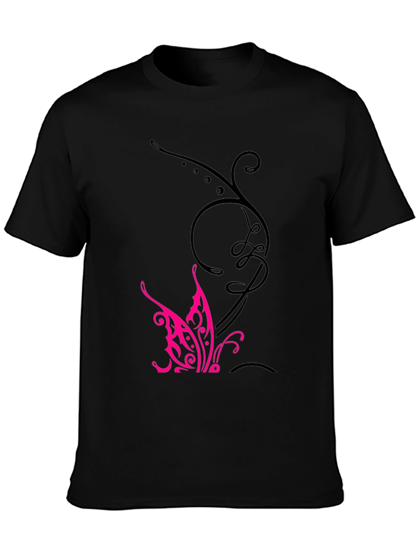 Black Tee with Butterfly Design