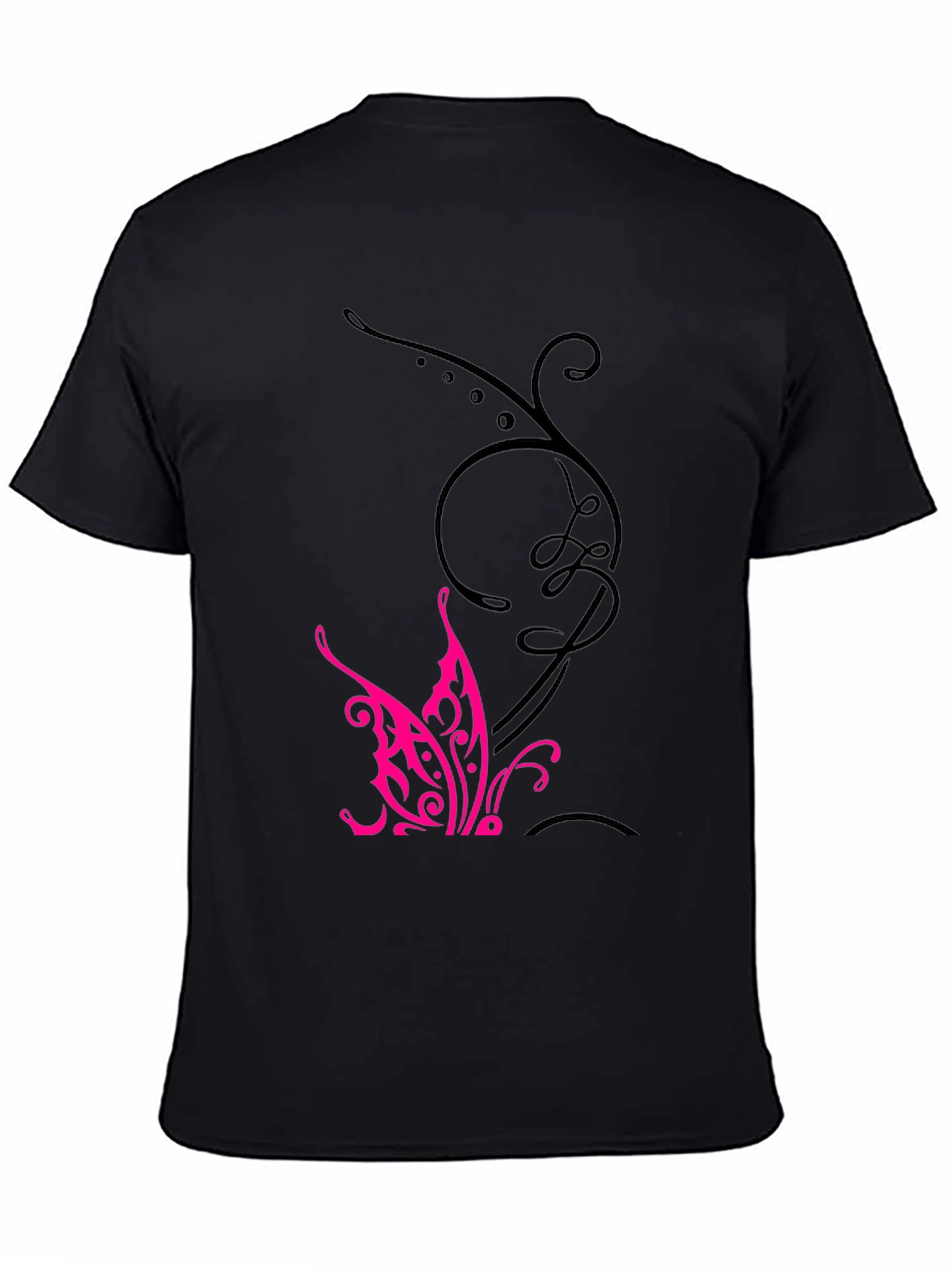 Black Tee with Butterfly Design