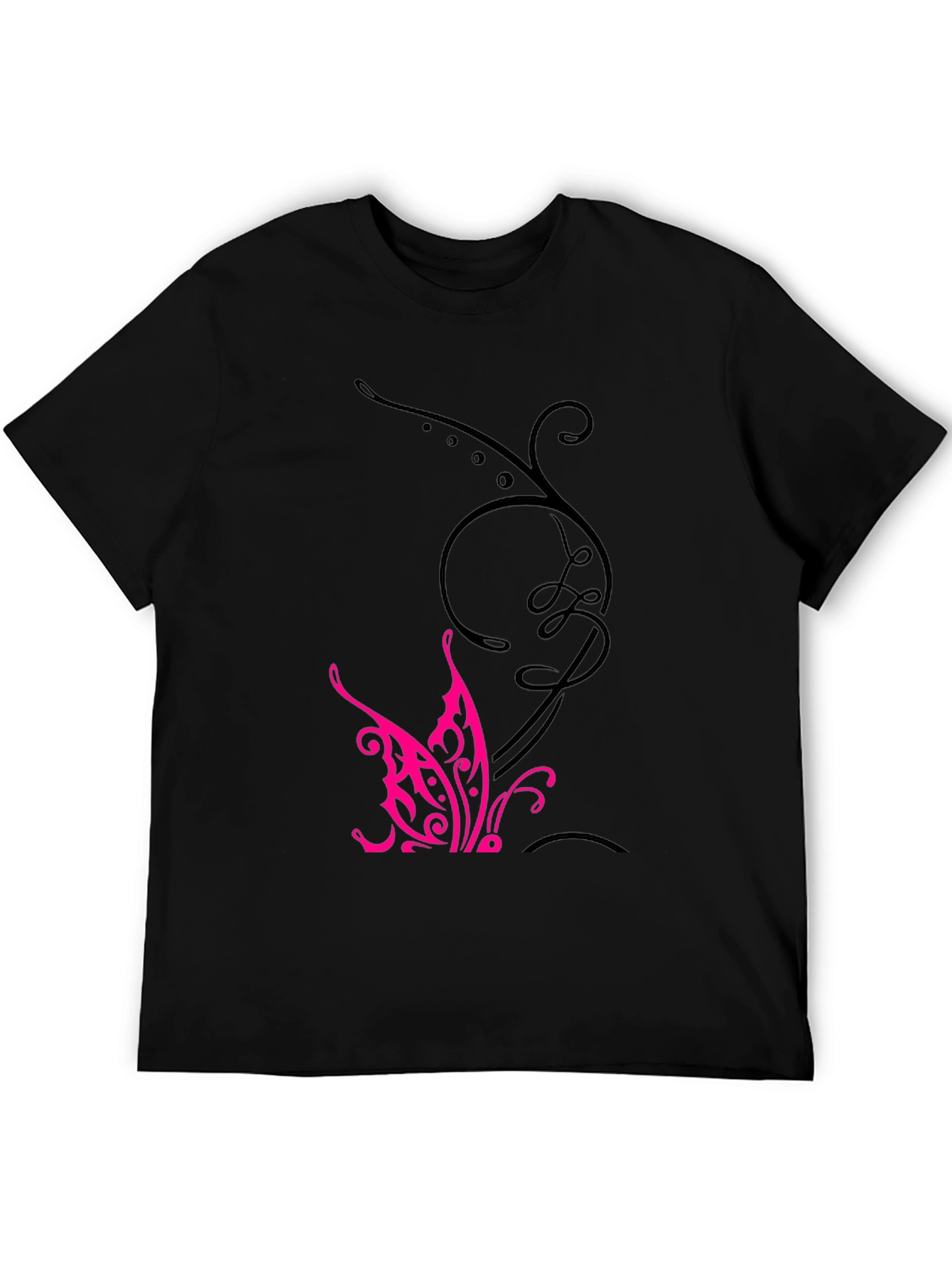 Black Tee with Butterfly Design