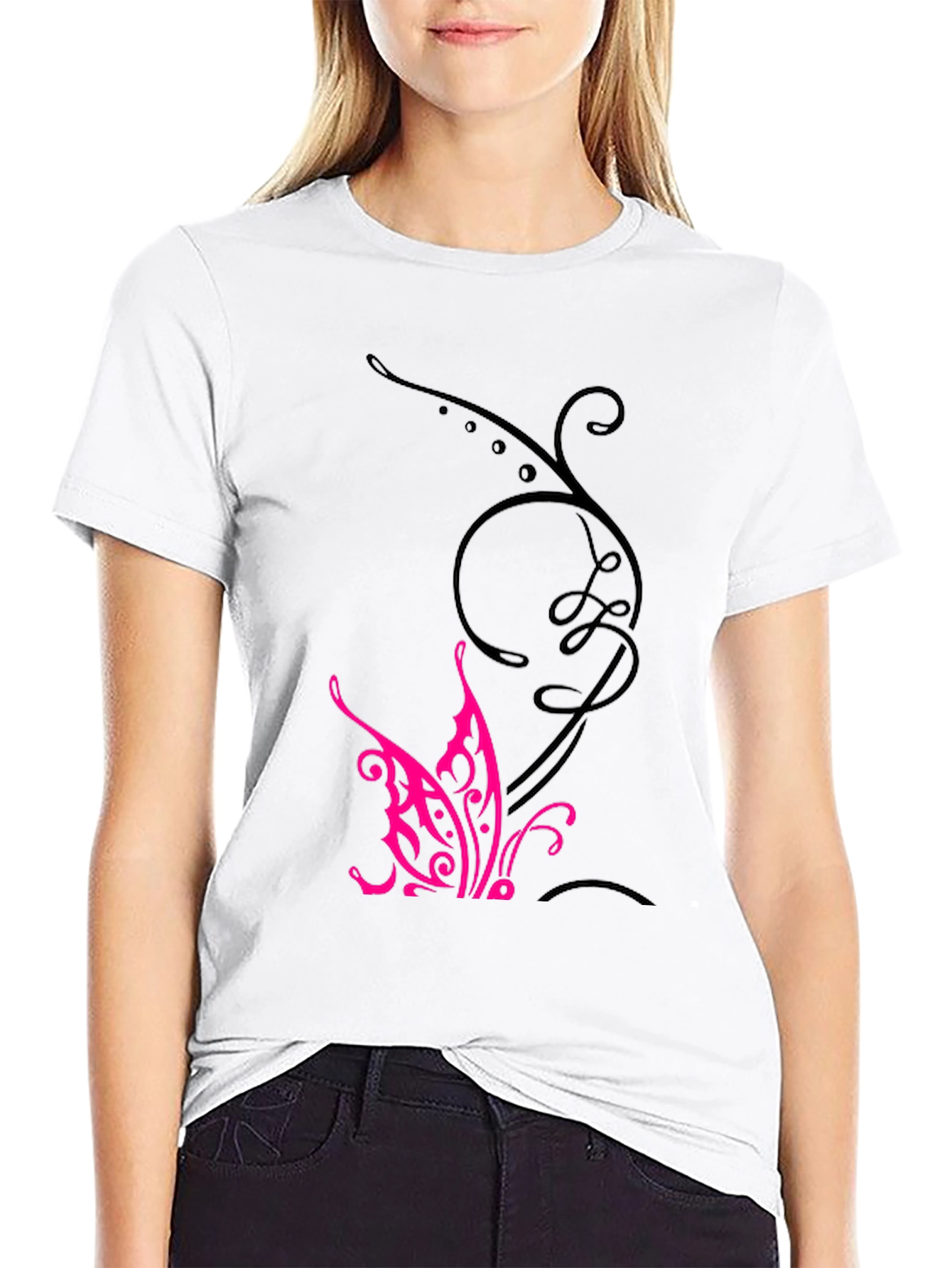 Black Tee with Butterfly Design