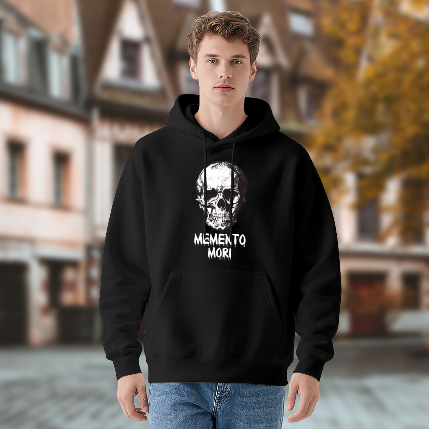 Memento Mori Gothic Skull Men¡¯s Hoodie, Warm Cozy Fabric