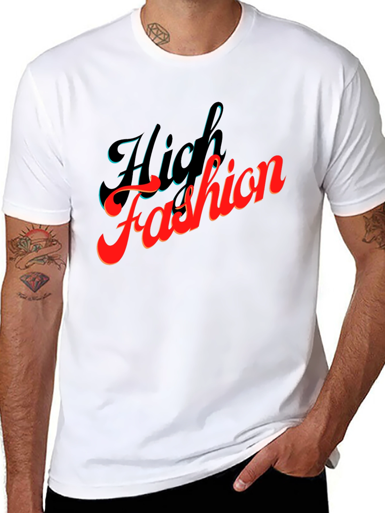 High Fashion Graphic Tee - Stylish Black T-Shirt